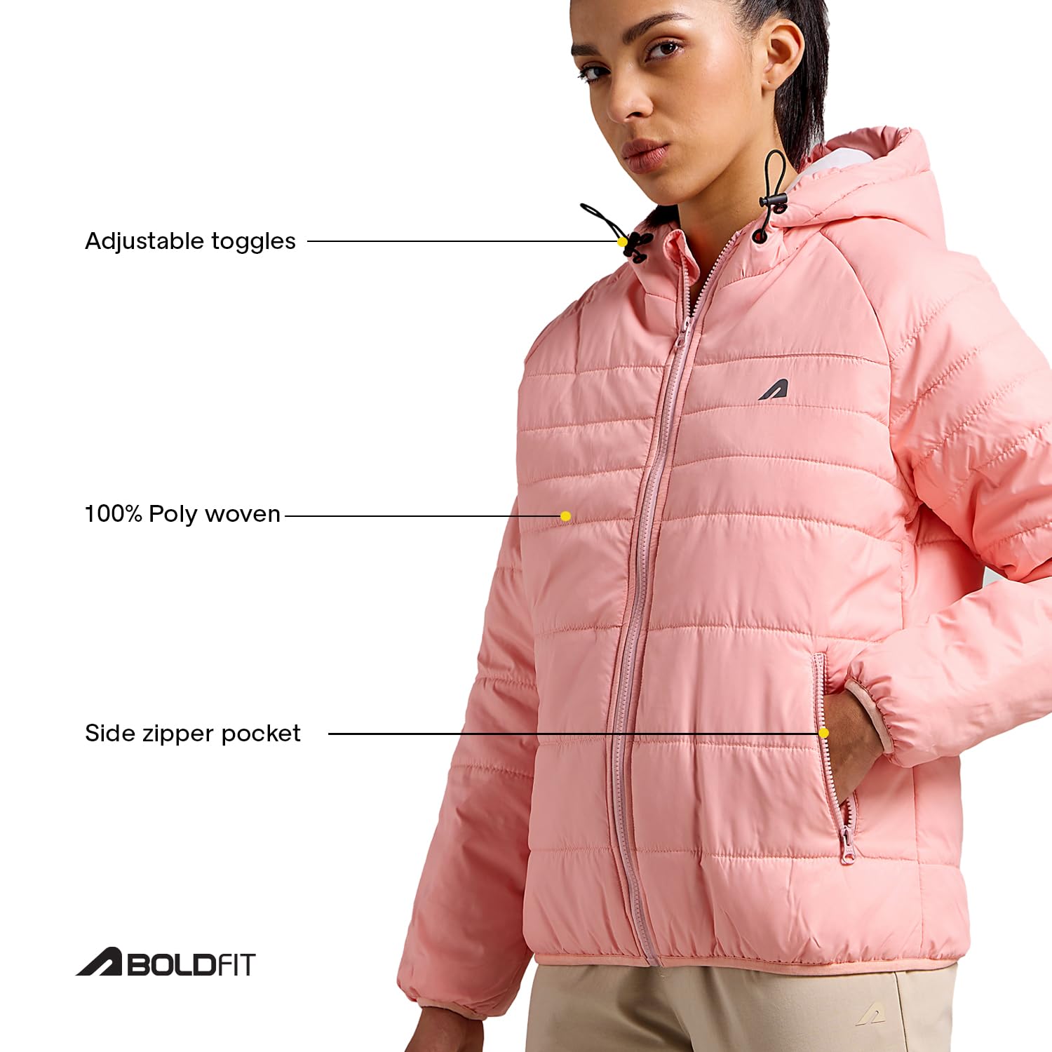 Boldfit Women's Polyester Jacket - Blossom Pink - Image 2