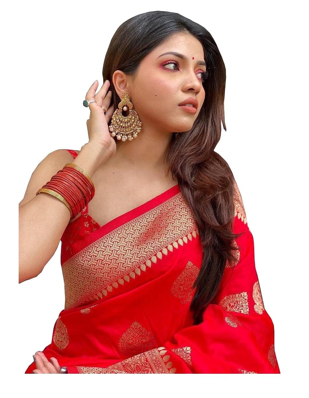 Yashika Women's Banarasi Kanjivaram Saree - Red