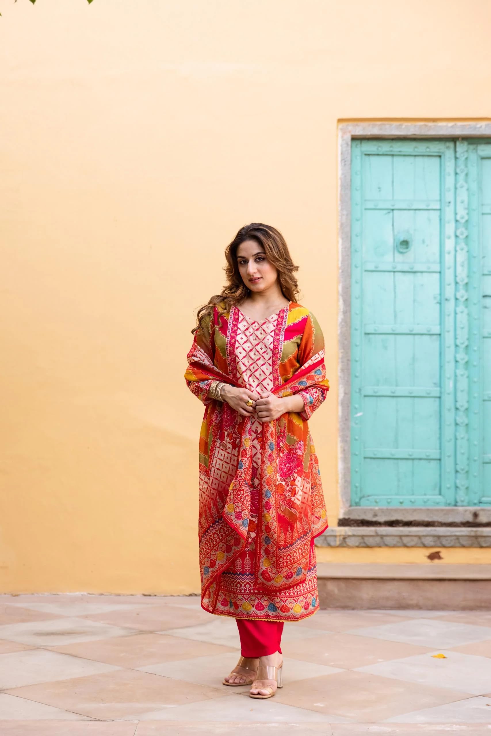 GoSriKi Multicolor Rayon Viscose Kurta Set for Women - Image 4