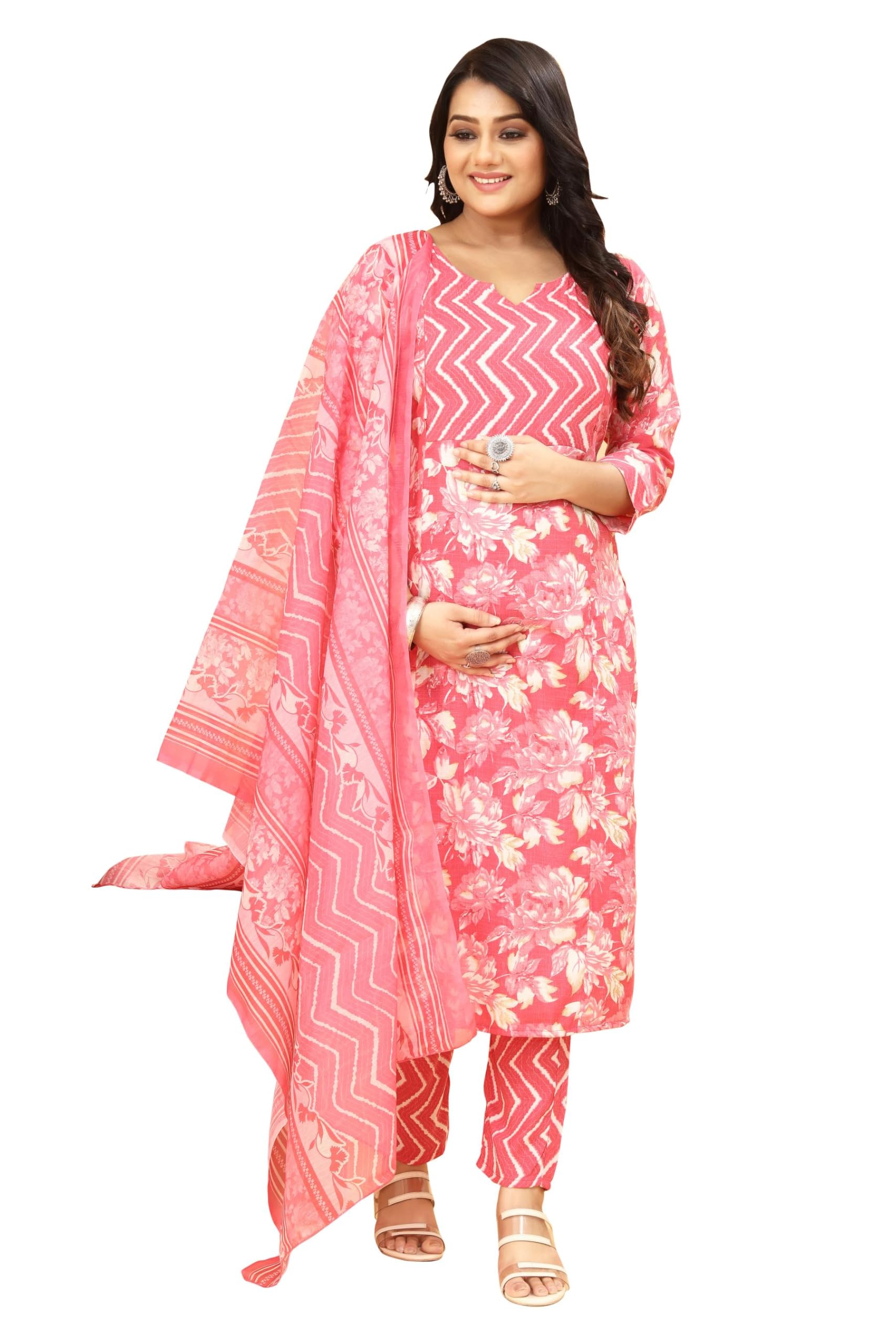 SKY FAB Women Maternity Nursing Kurta Set - Pink