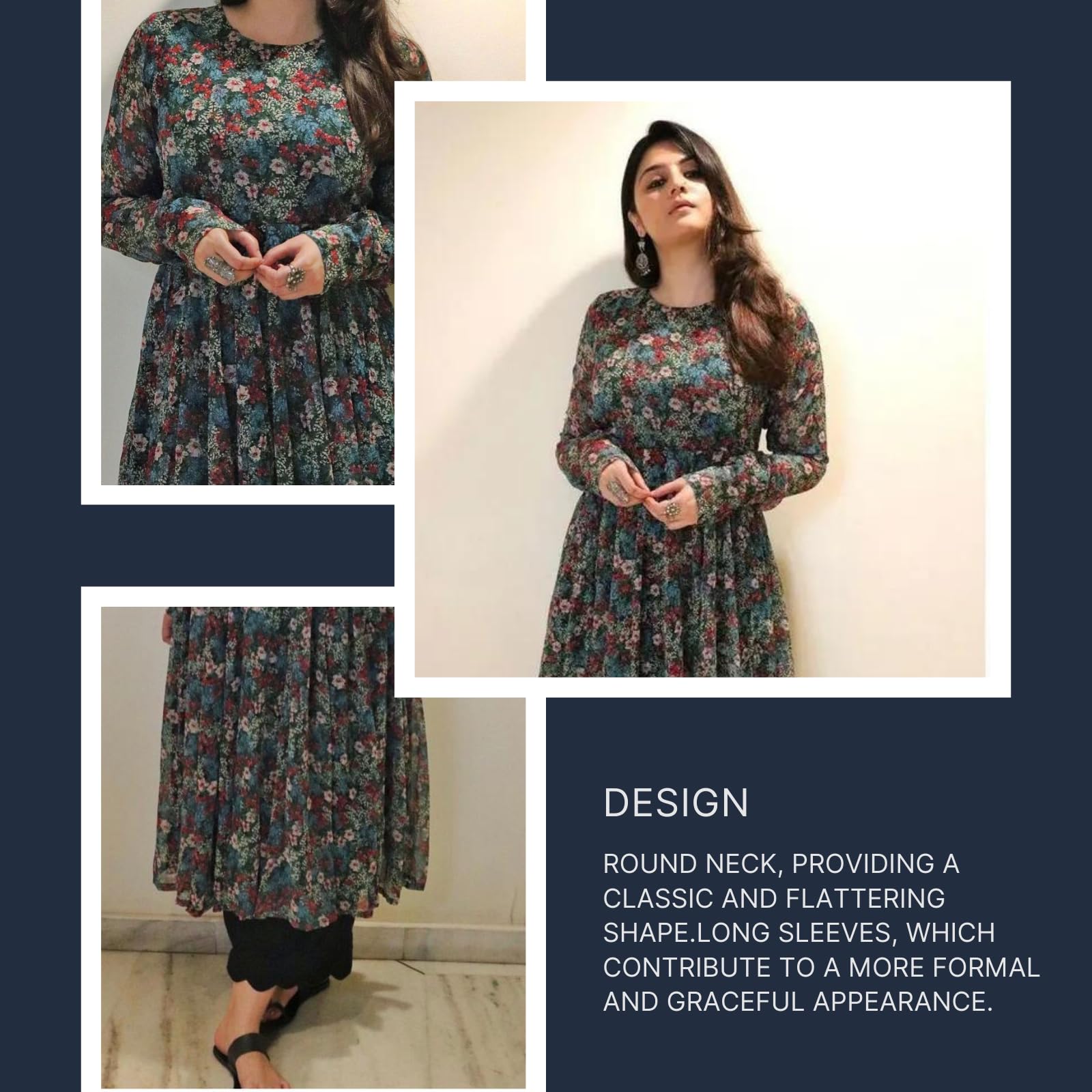 GarbGlide Women Green Georgette Anarkali - Image 4