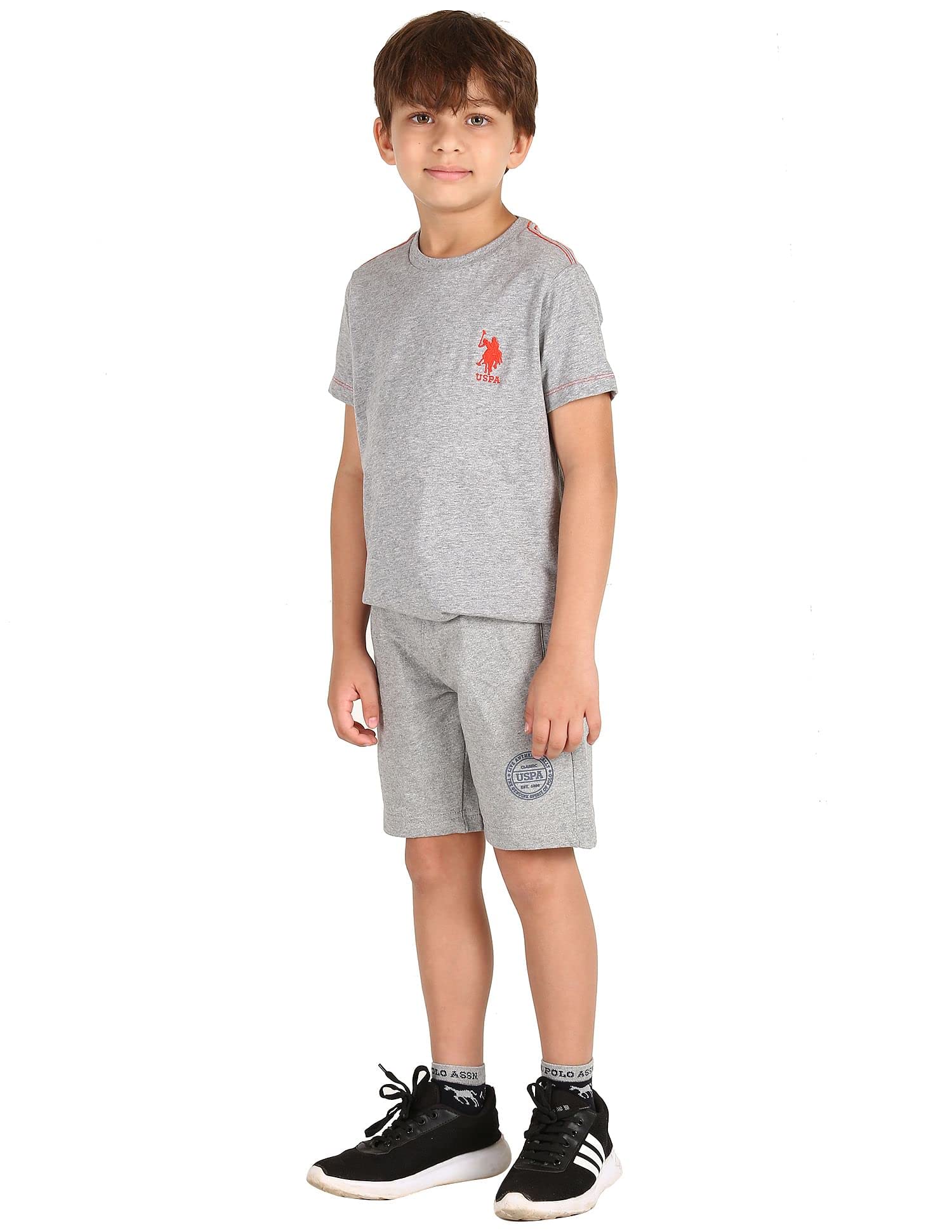 U. S. POLO ASSN Boy's Ribbed Neck Cotton T-Shirt - Grey - Image 2