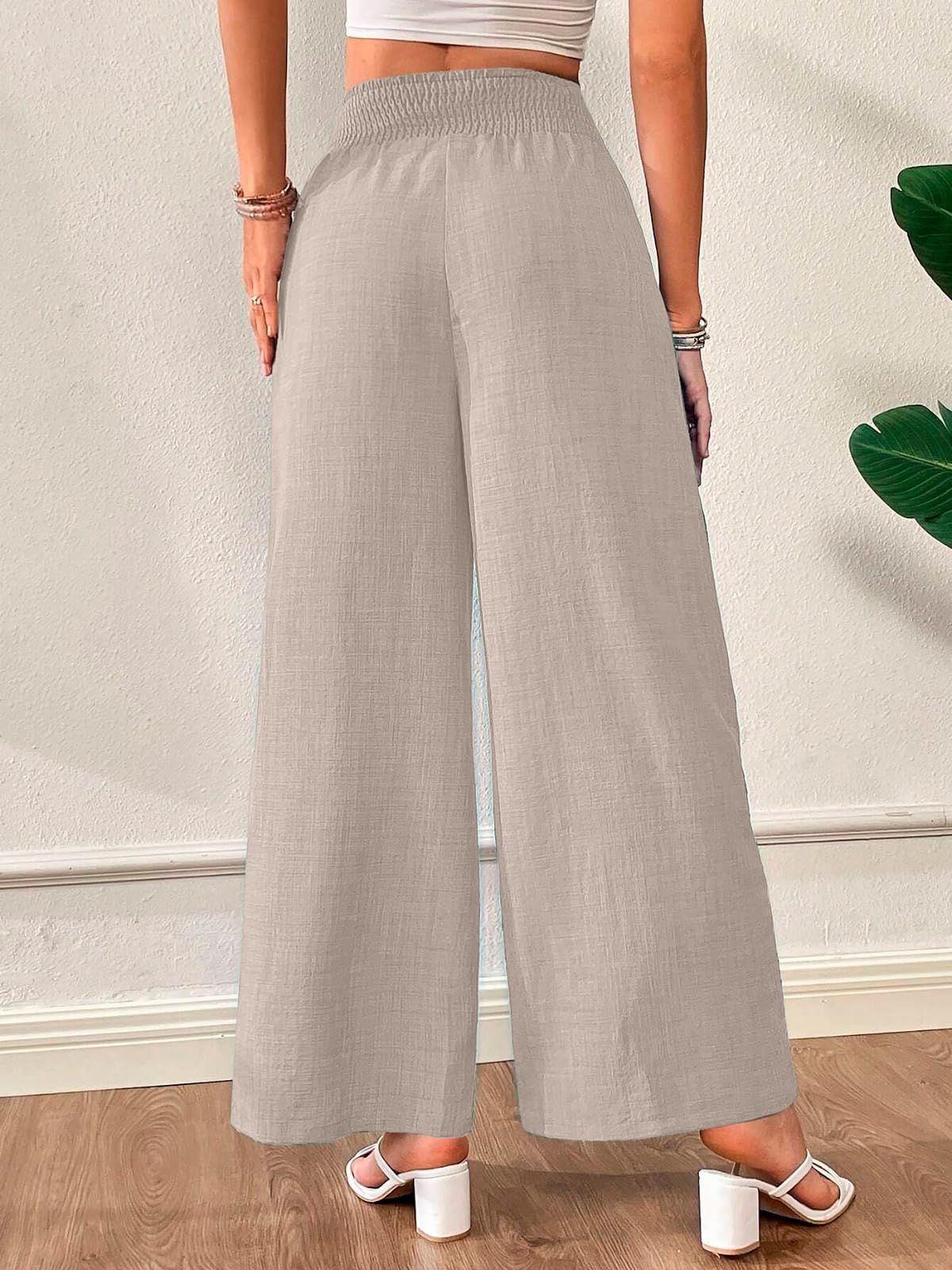 Vogaan Women's Cream Viscose Trousers - Image 4
