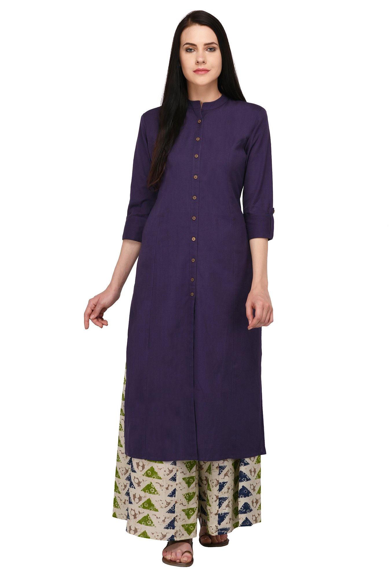 Pistaa Purple Cotton Salwar Suit for Women