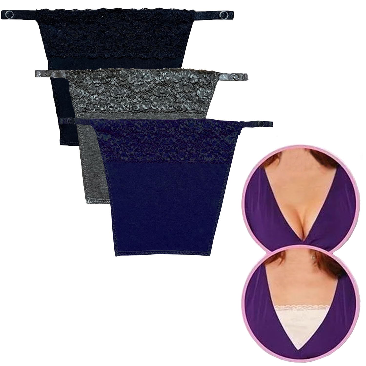 FIMALIA Women's Cotton Clip-on Mock Lace Camisole - Black