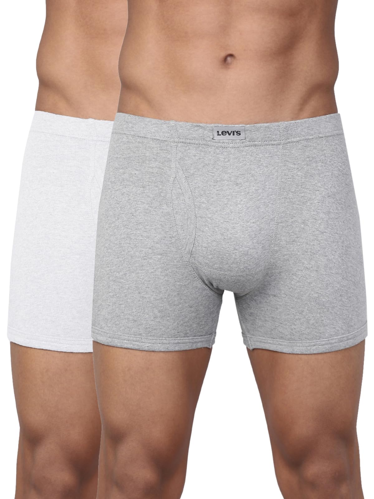 Levi's Men's Cotton Solid Brief - White, Lt. Grey Melange