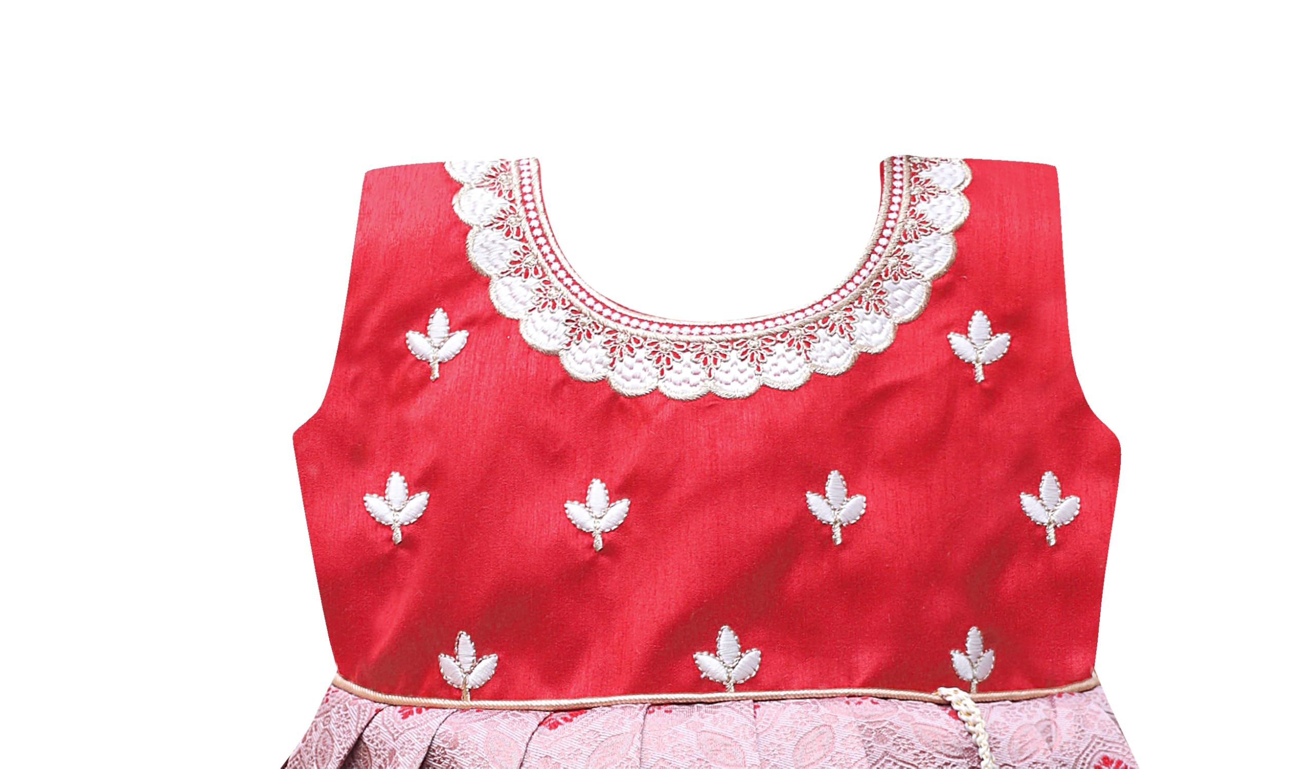 PW PLATYPUS WORLD Pattu Pavadai Silk Frock - Red - Image 3