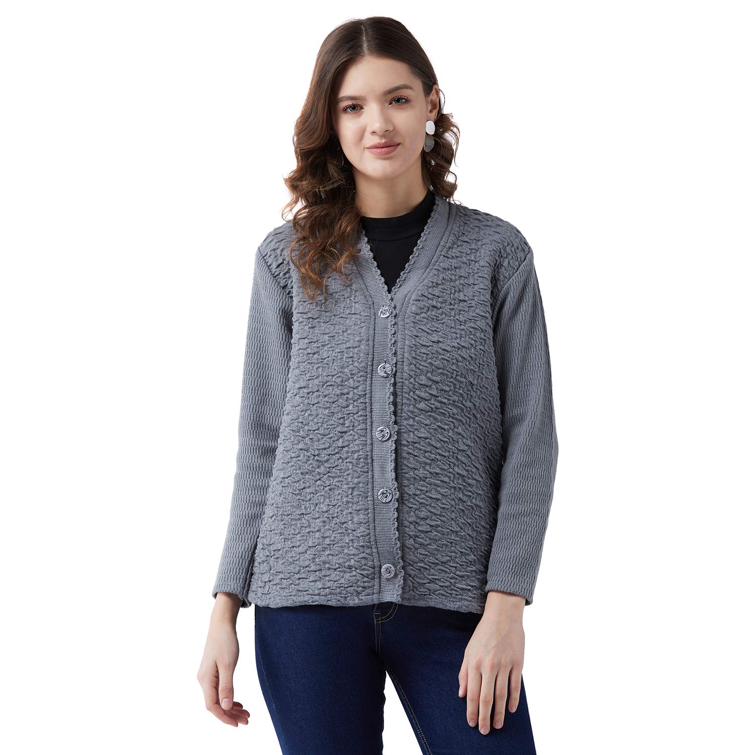 Pivl Women's Grey V-Neck Sweater