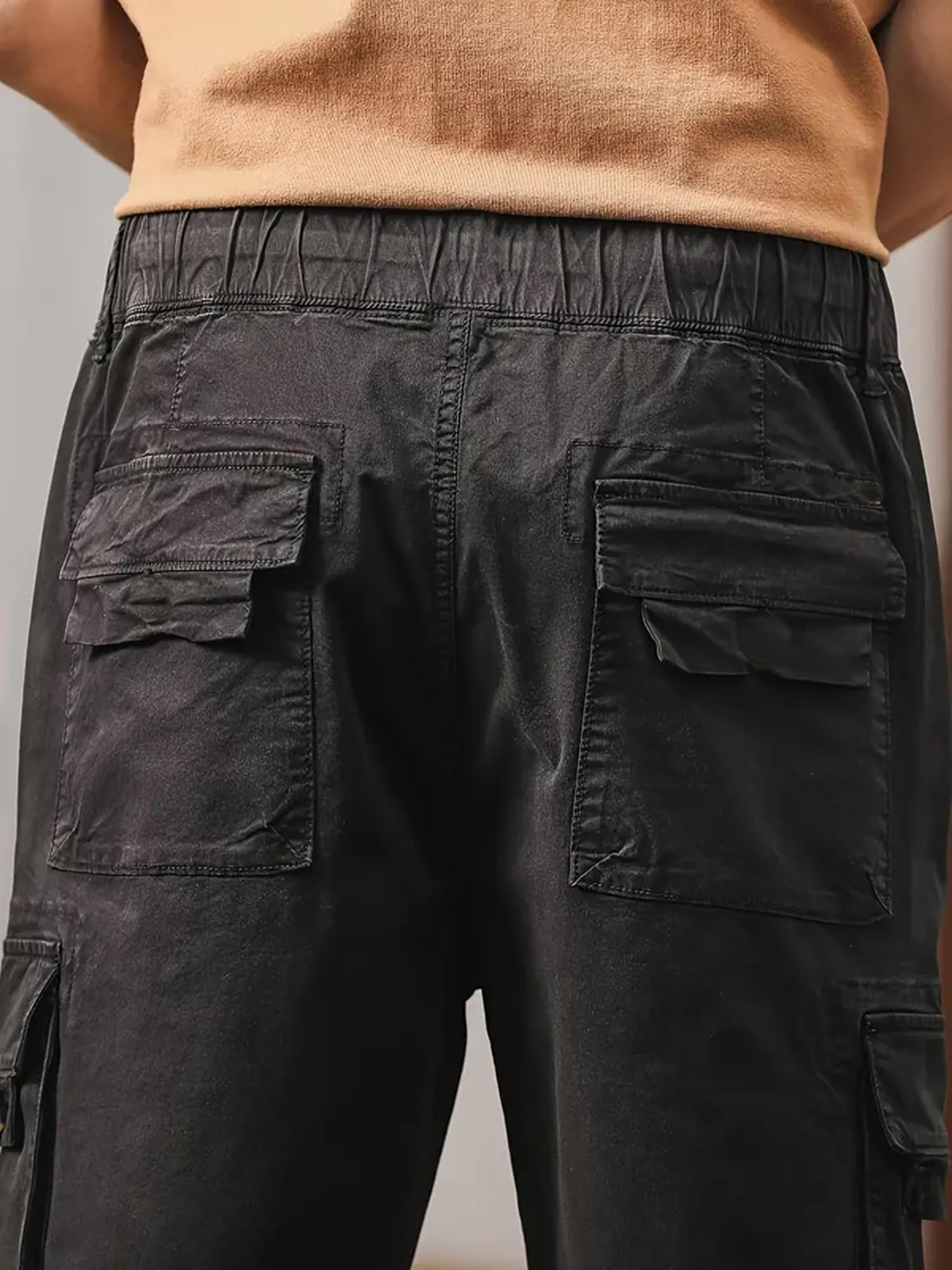 Lymio Men's Cotton Cargo Pants - Black - Image 5