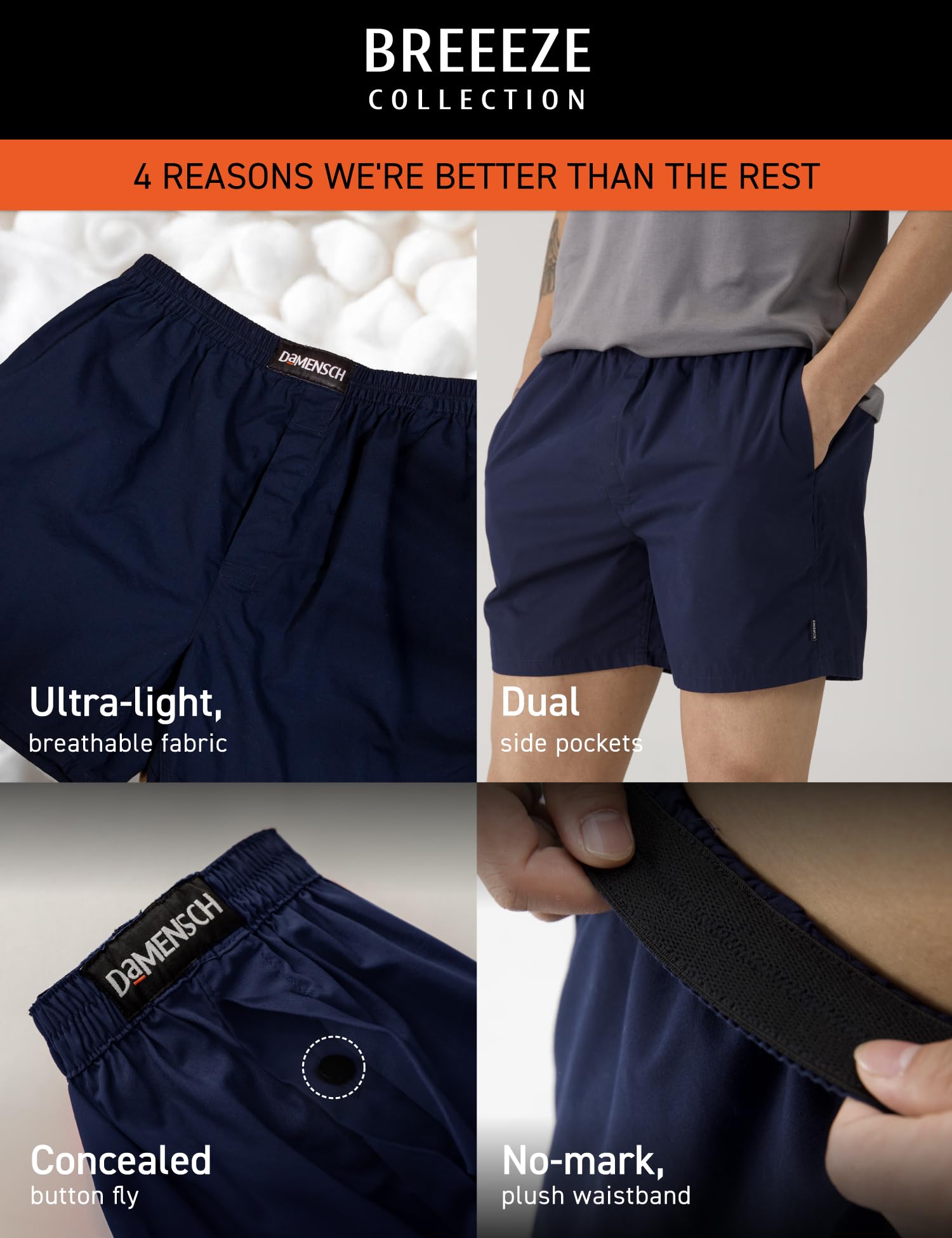 DAMENSCH Men's Cotton Boxers - Havana Blue - Image 2