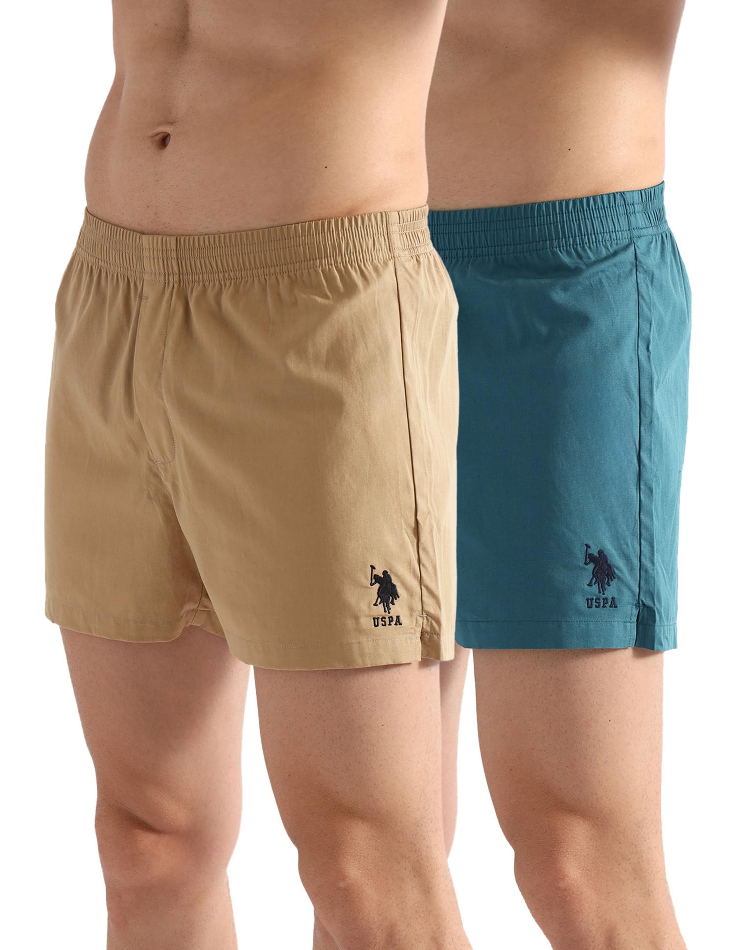 U.S. POLO ASSN. Men's Cotton Boxer Shorts - Colonial Blue & Iced Coffee