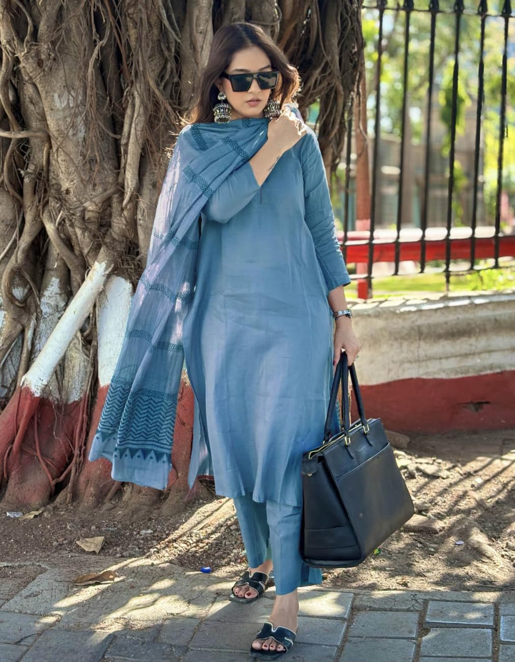 ANNI DESIGNER Light Blue Rayon Kurta Set for Women - Image 2