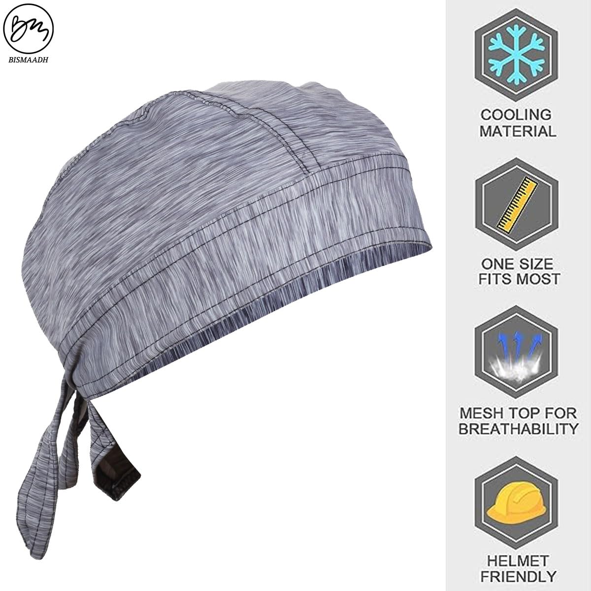 BISMAADH Unisex Spandex Bandana - Light Grey - Image 2