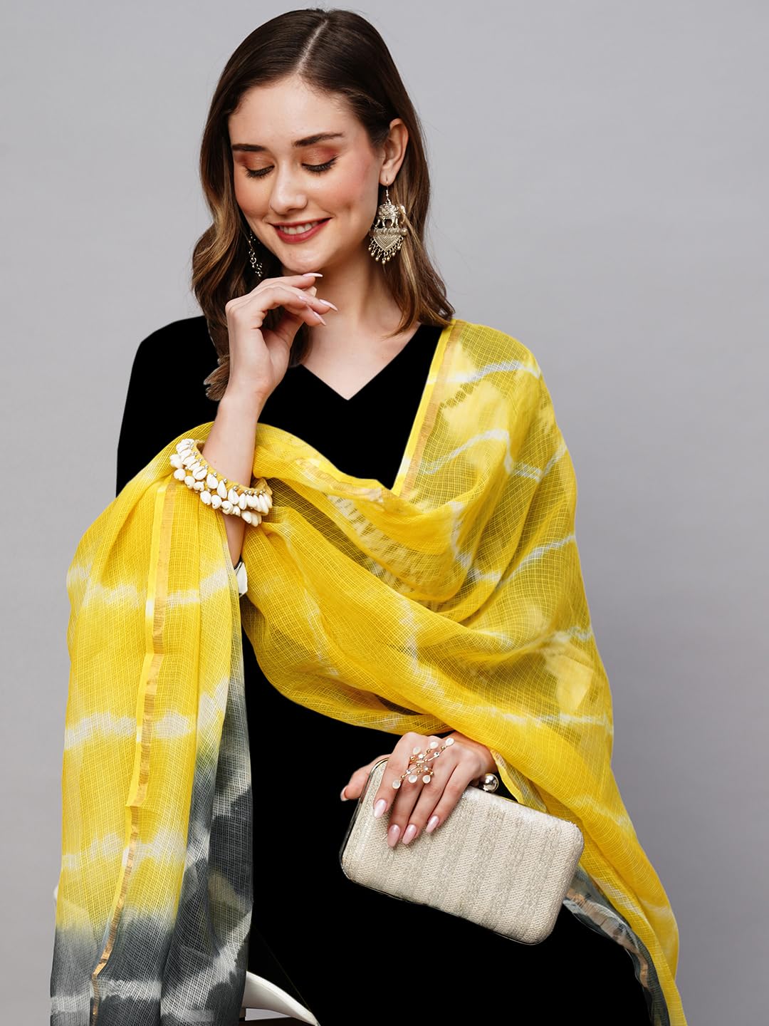 ANNI DESIGNER Black Yellow Kurta Set for Women - Image 4