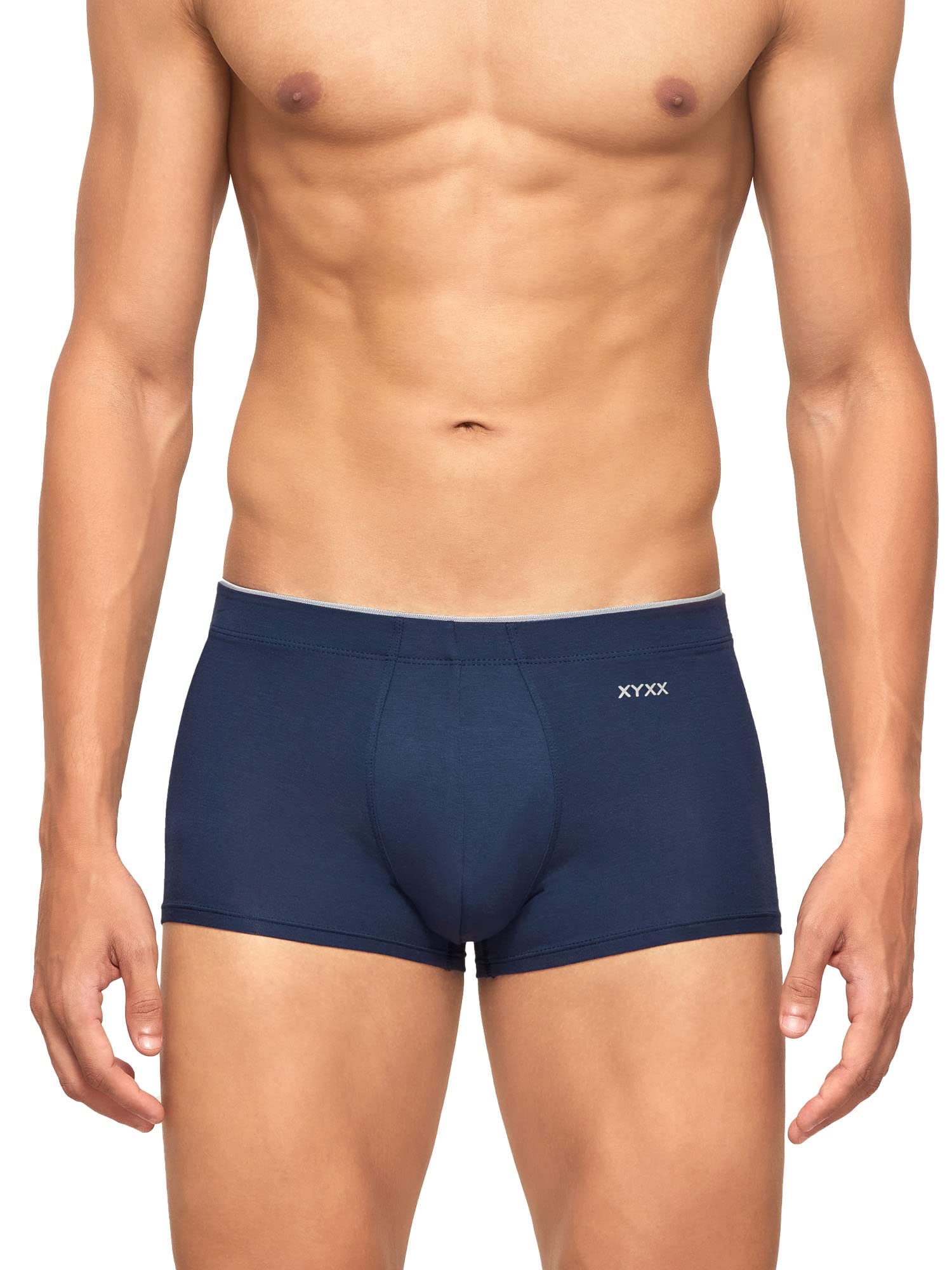 XYXX Men's Micro Modal Trunks - Dress Blue Black Heather Grey - Image 4