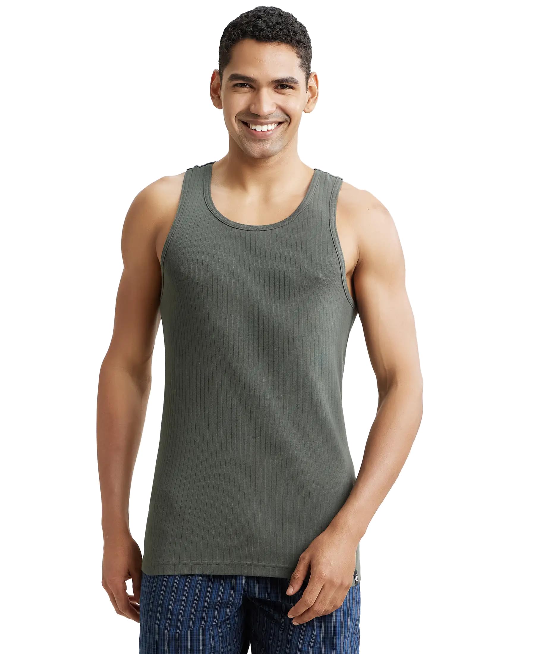 Jockey Men's Deep Olive Fitted Cotton Vest
