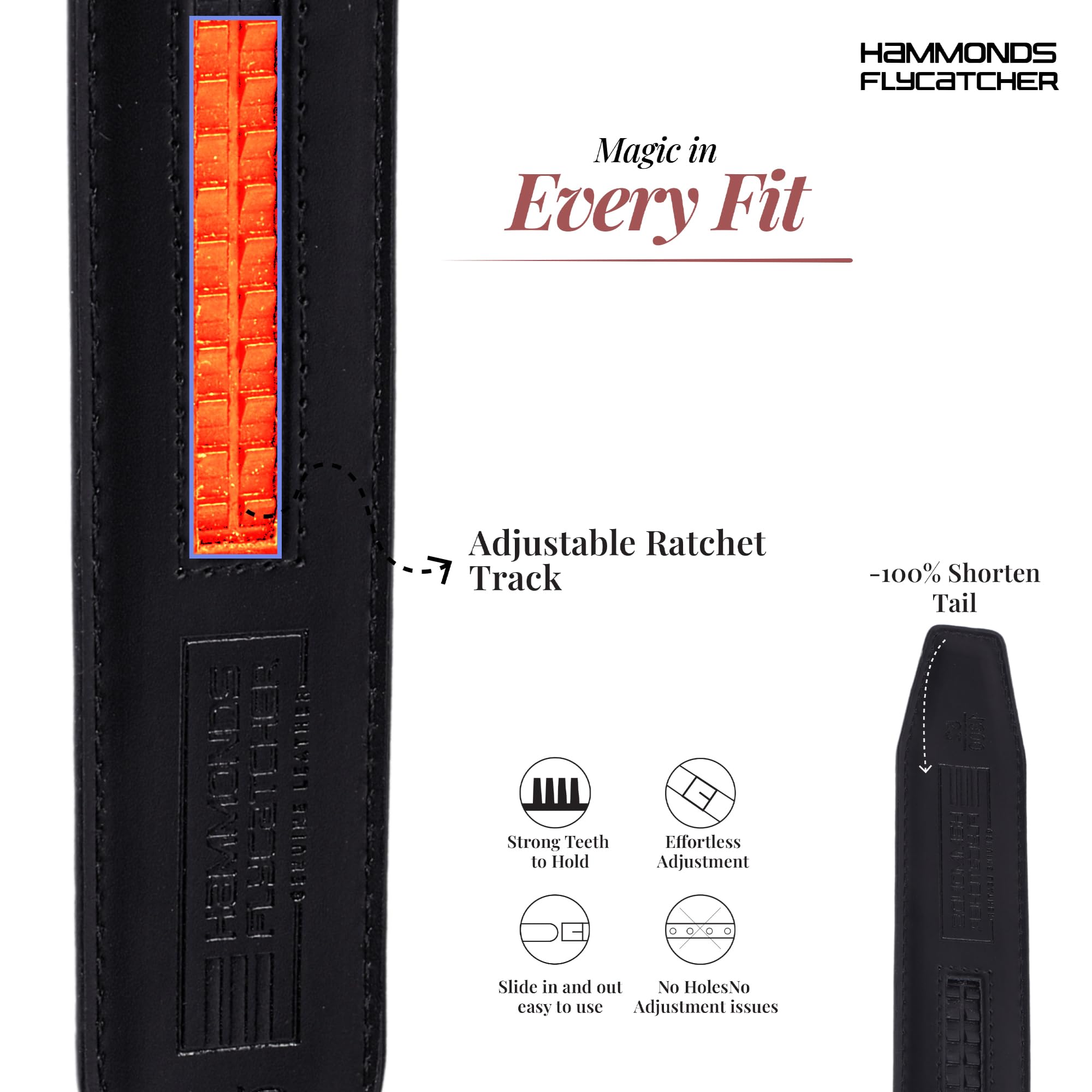 HAMMONDS Men's Genuine Leather Belt - Croc Brown - Image 5