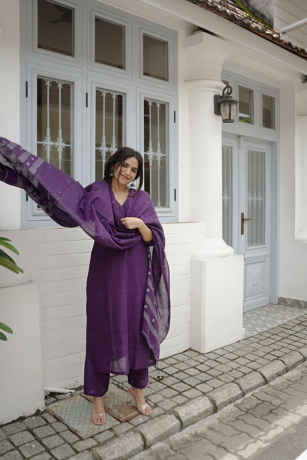 GoSriKi Women's Kurta Set - Violet - Image 3