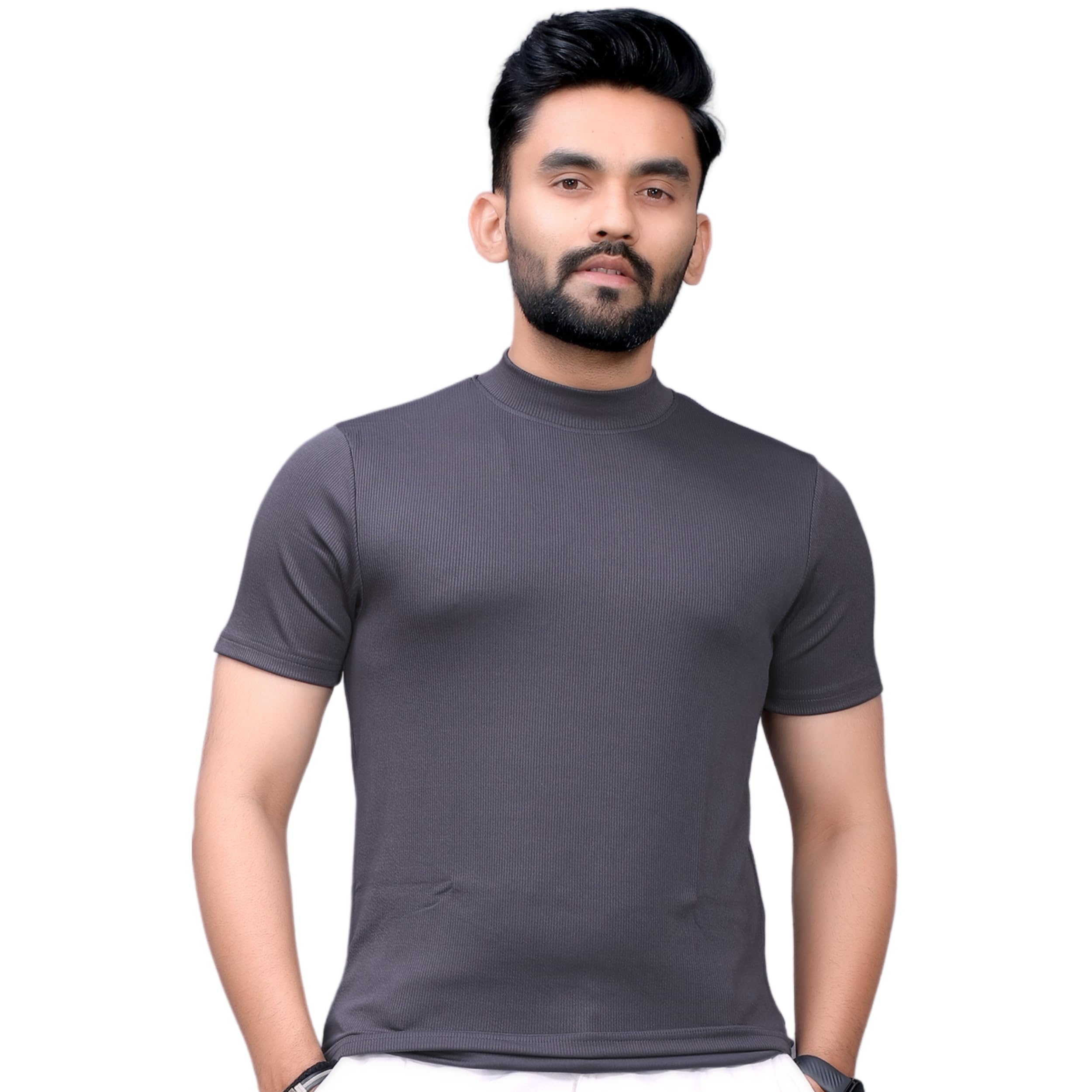 GarbGlide Men's High Neck Half Sleeve T-Shirt