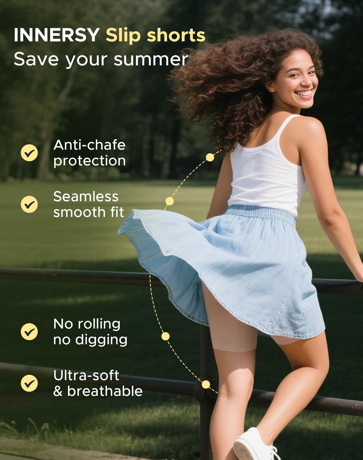 INNERSY Women's Slip Shorts - High Waisted Black - Image 3