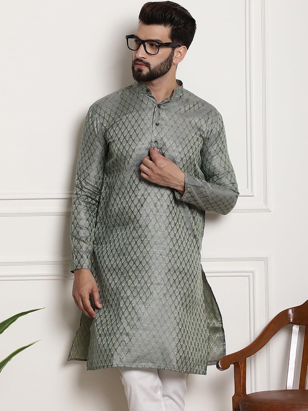 SOJANYA Men's Teal Green Kurta - Image 2