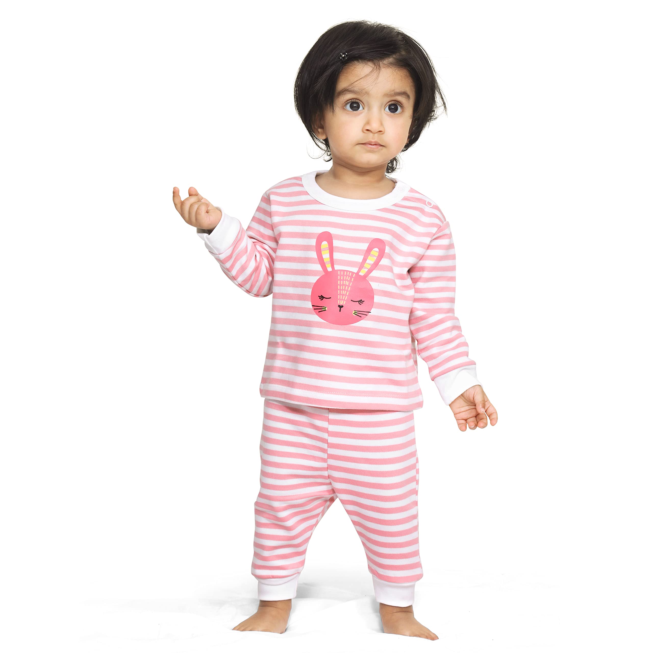 Real Basics Pink Bunny Unisex Cotton Fleece Pajama Set - Image 3