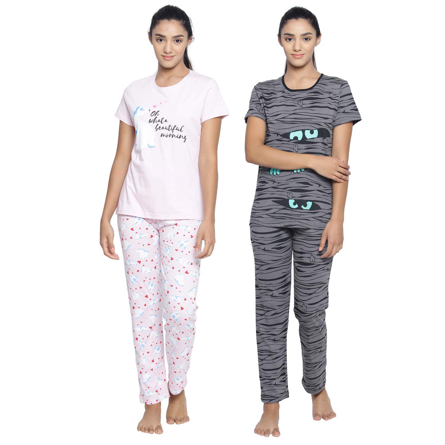 Real Basics Women's Cotton Animal Print Pajama Set