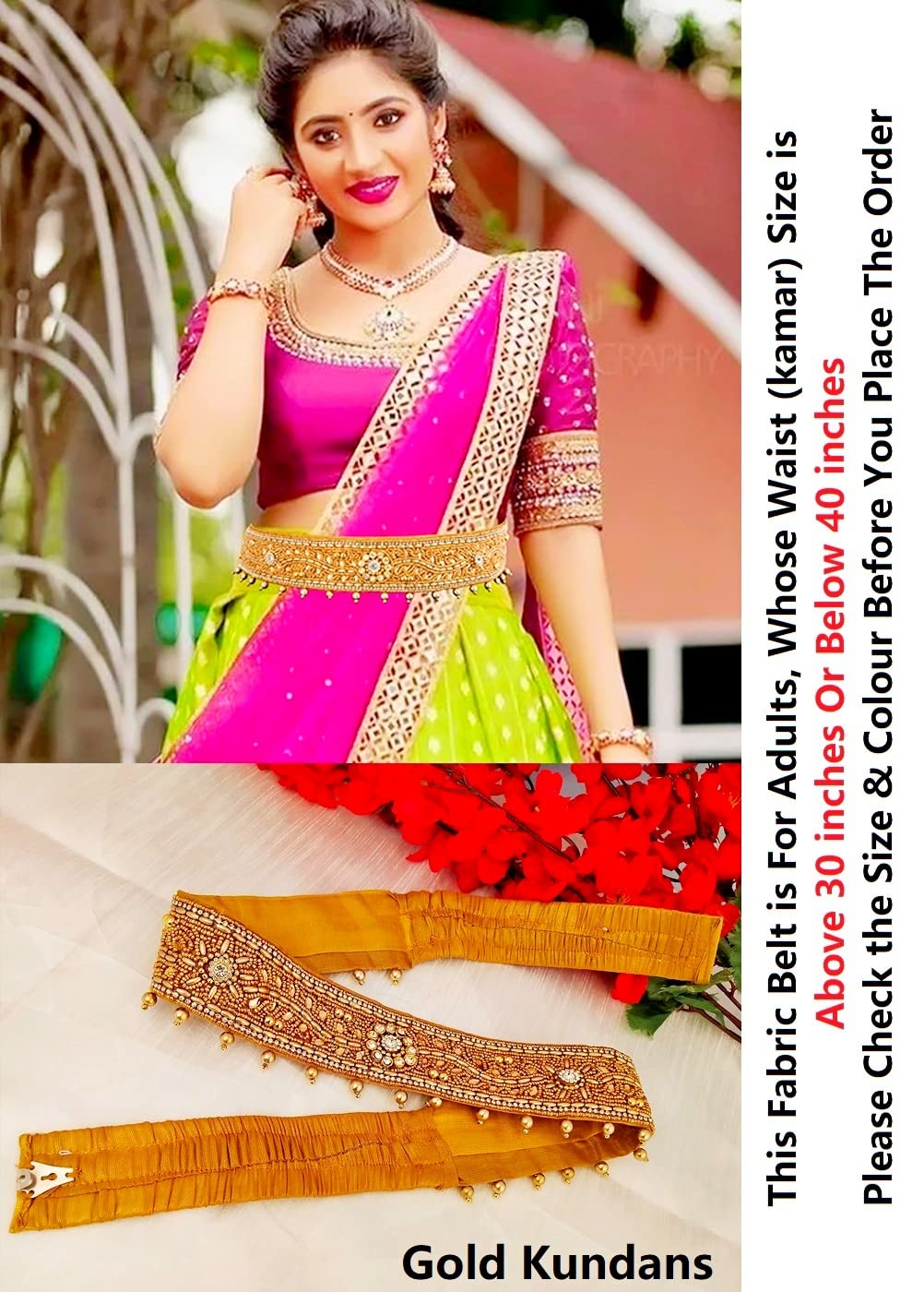 Vama Fashions Embroidery Zari Work hip Belt for Saree - Image 2