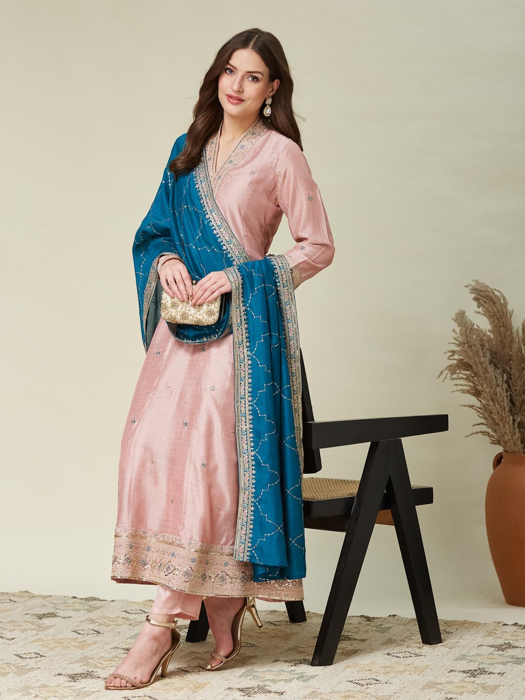 MOKOSH Pink Embroidered Anarkali Kurta for Women - Image 5