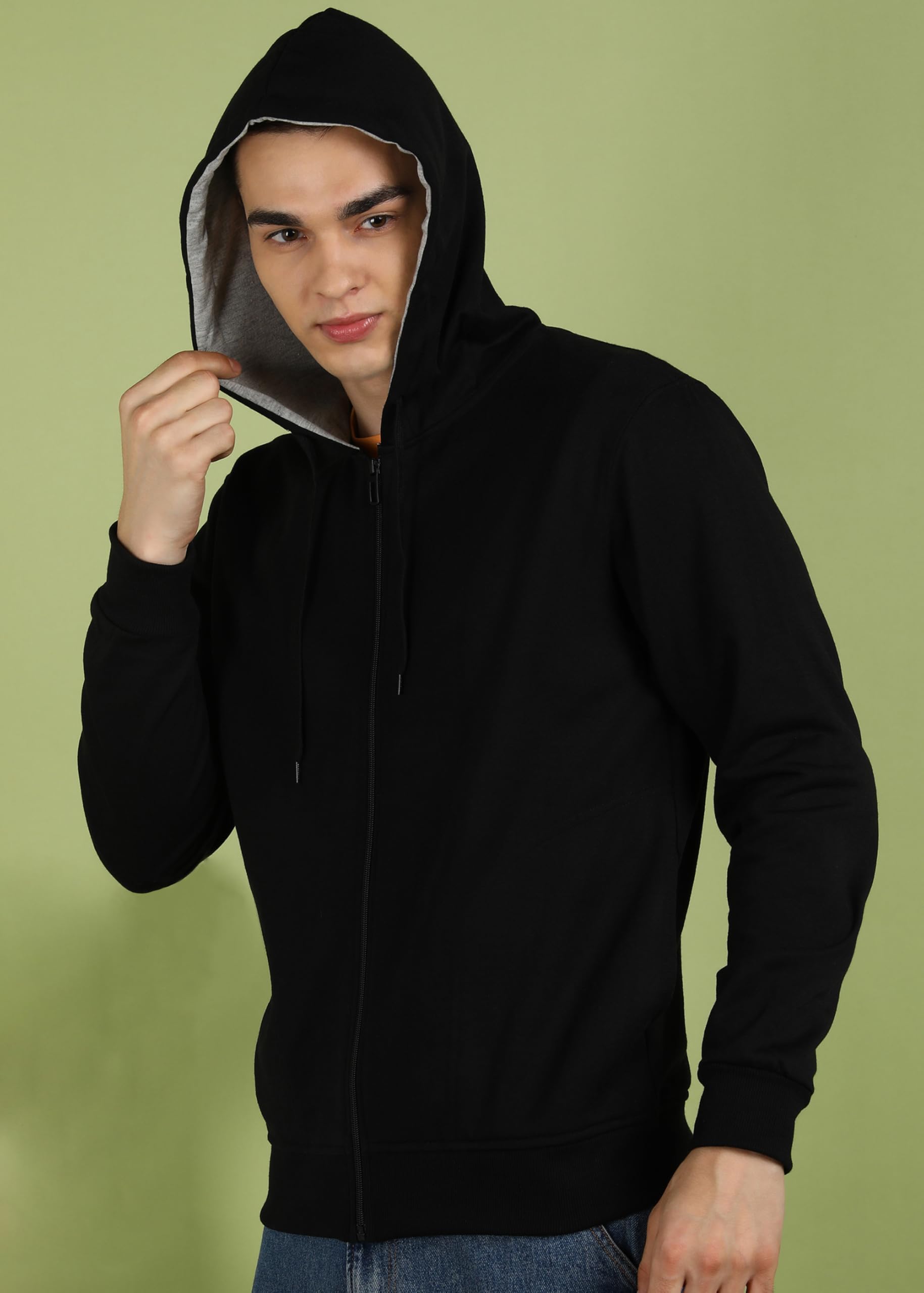 Alan Jones Men's Solid Zipper Hoodie Sweatshirt - Image 5