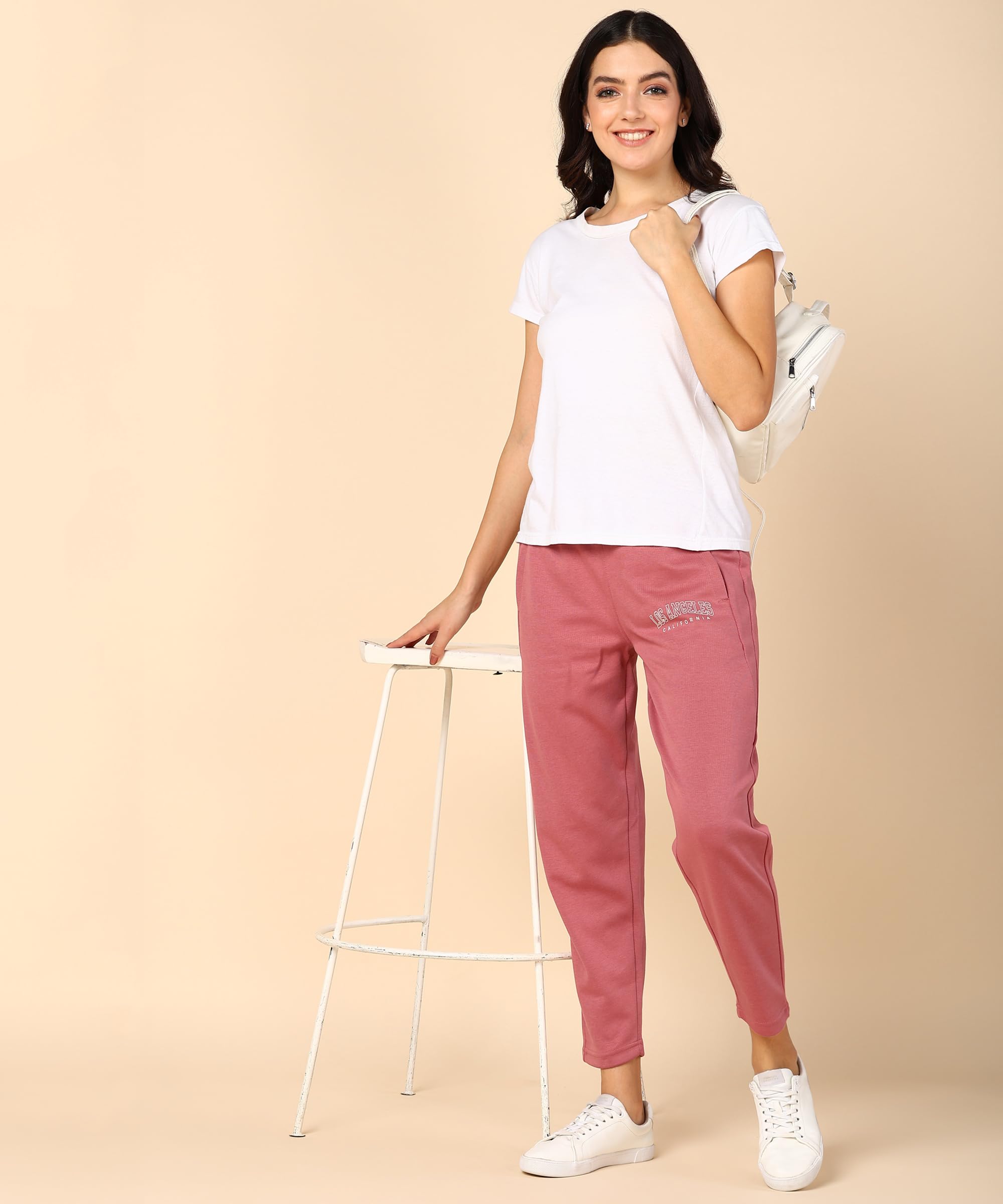 Alan Jones Women's Ankle-Length Cotton Trackpant - Pink - Image 5