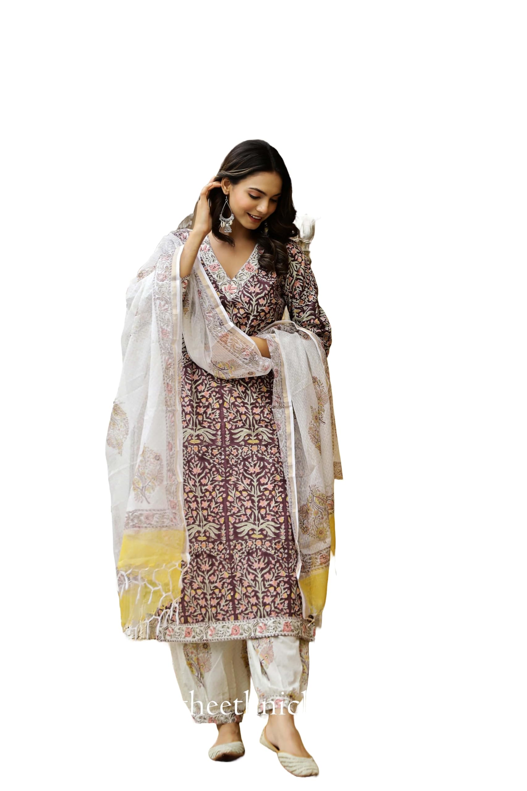 Yashika Women's Floral Ethnic Set - Wine
