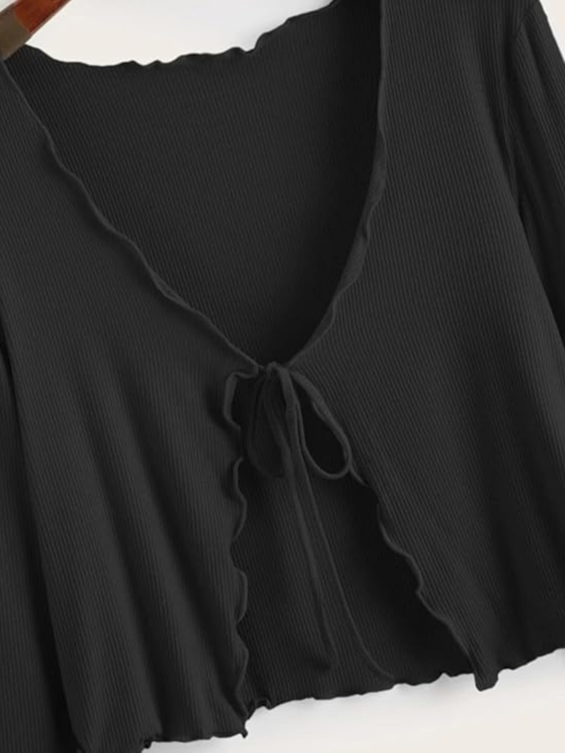 GarbGlide Women's Cropped Tie-Front Shrug Cardigan - Image 3