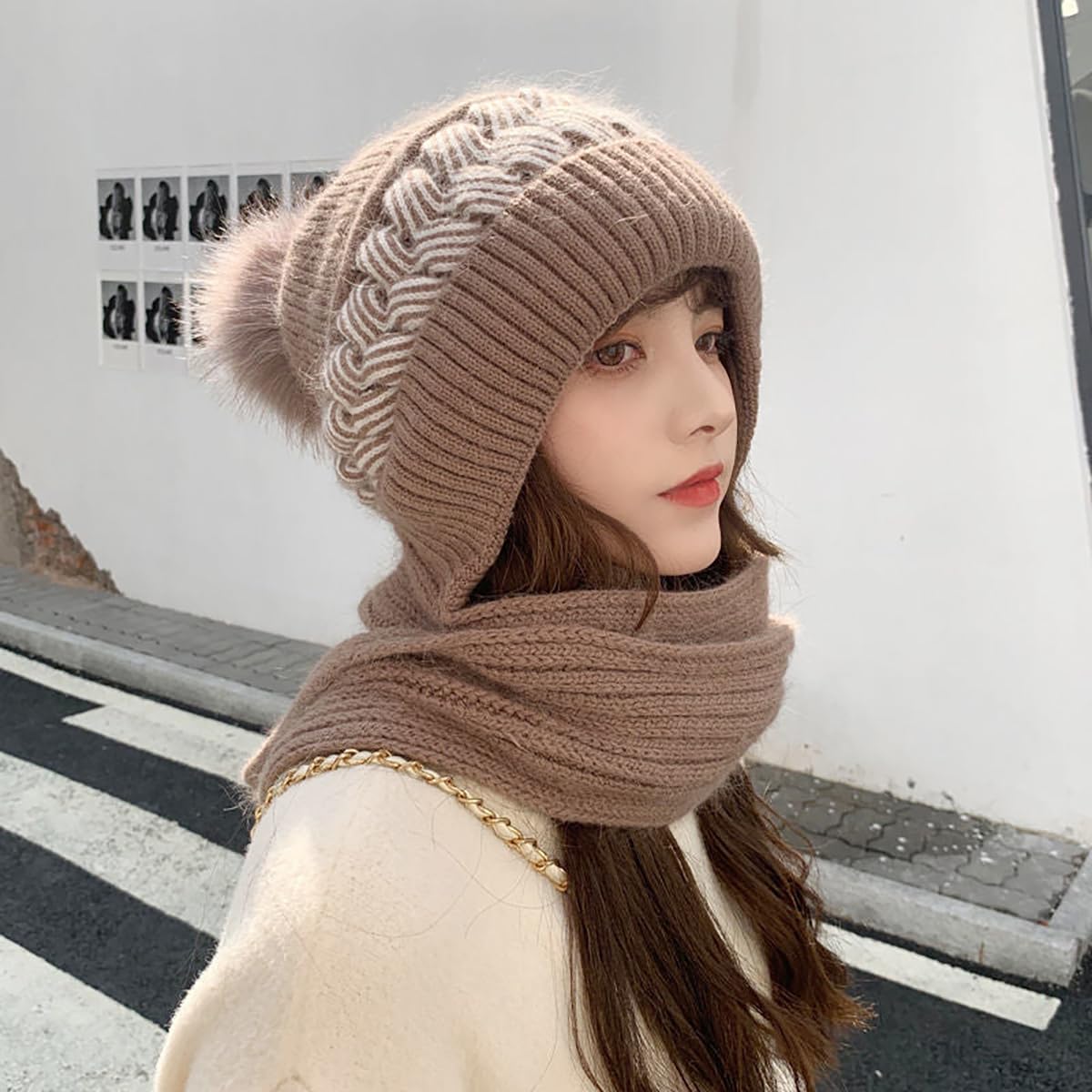 SYGA Women's Winter Knit Hat & Scarf Set - Khaki - Image 4