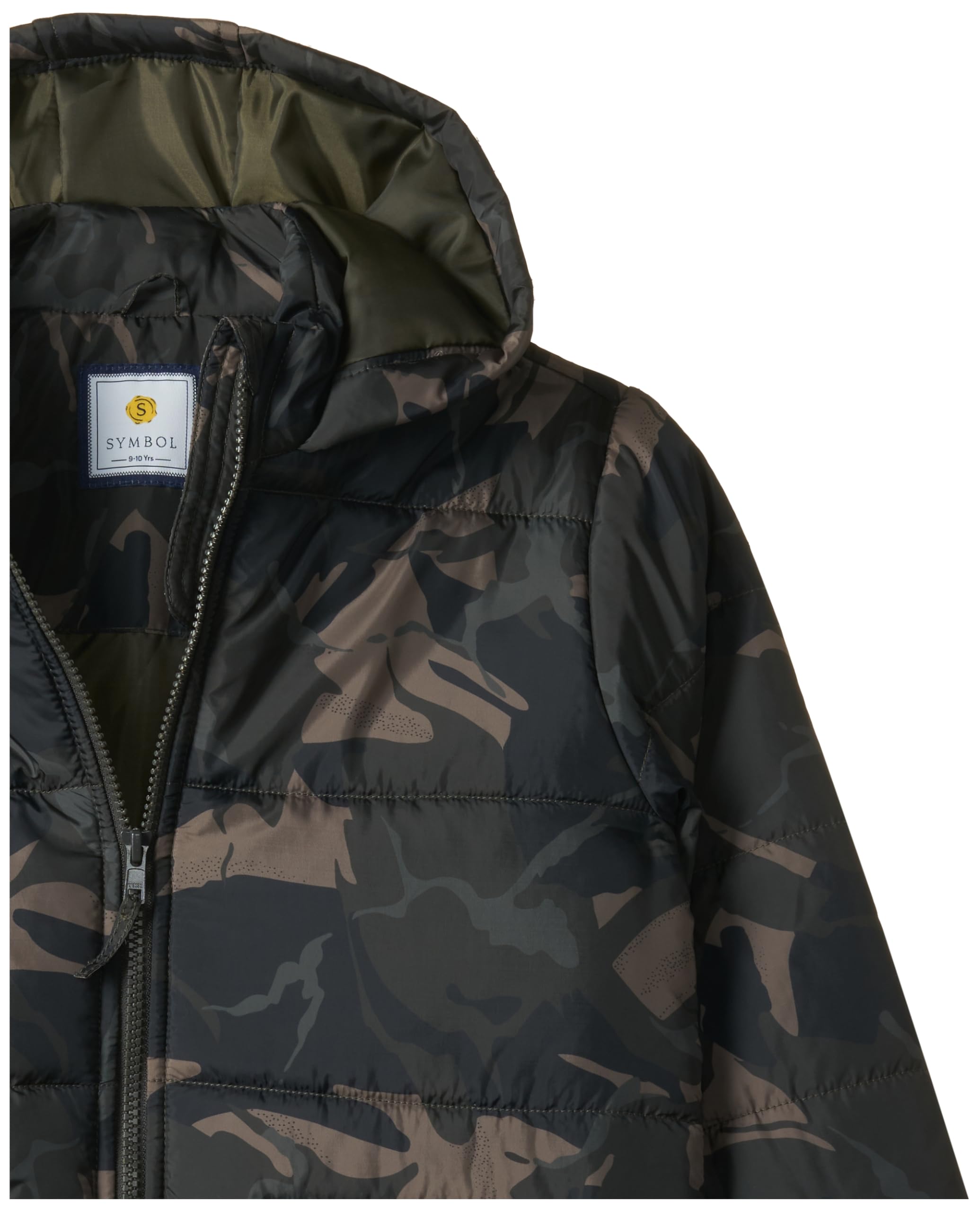 Symbol Quilted Jacket for Boys - Olive Green - Image 3
