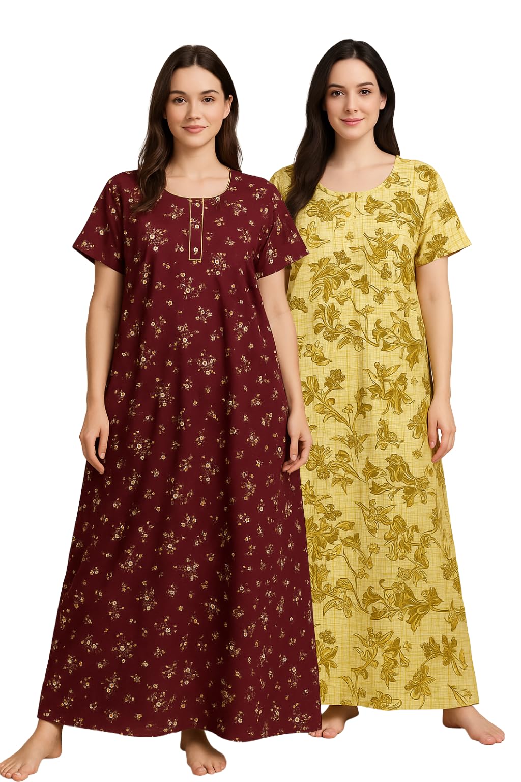 Cotton Nighties for Women with Pockets