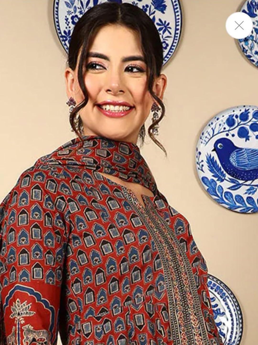 ANNI DESIGNER Women's Rayon Viscose Kurta Set - Maroon - Image 5