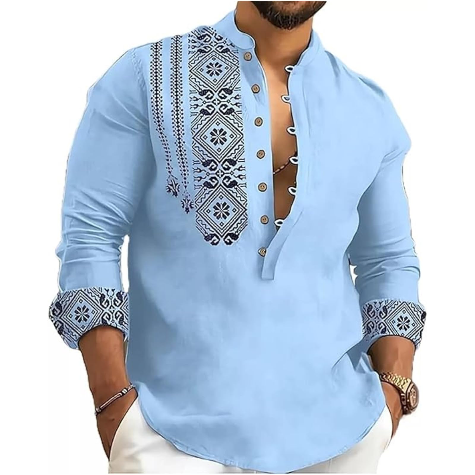 DEELMO Men's Kurta - Light Blue