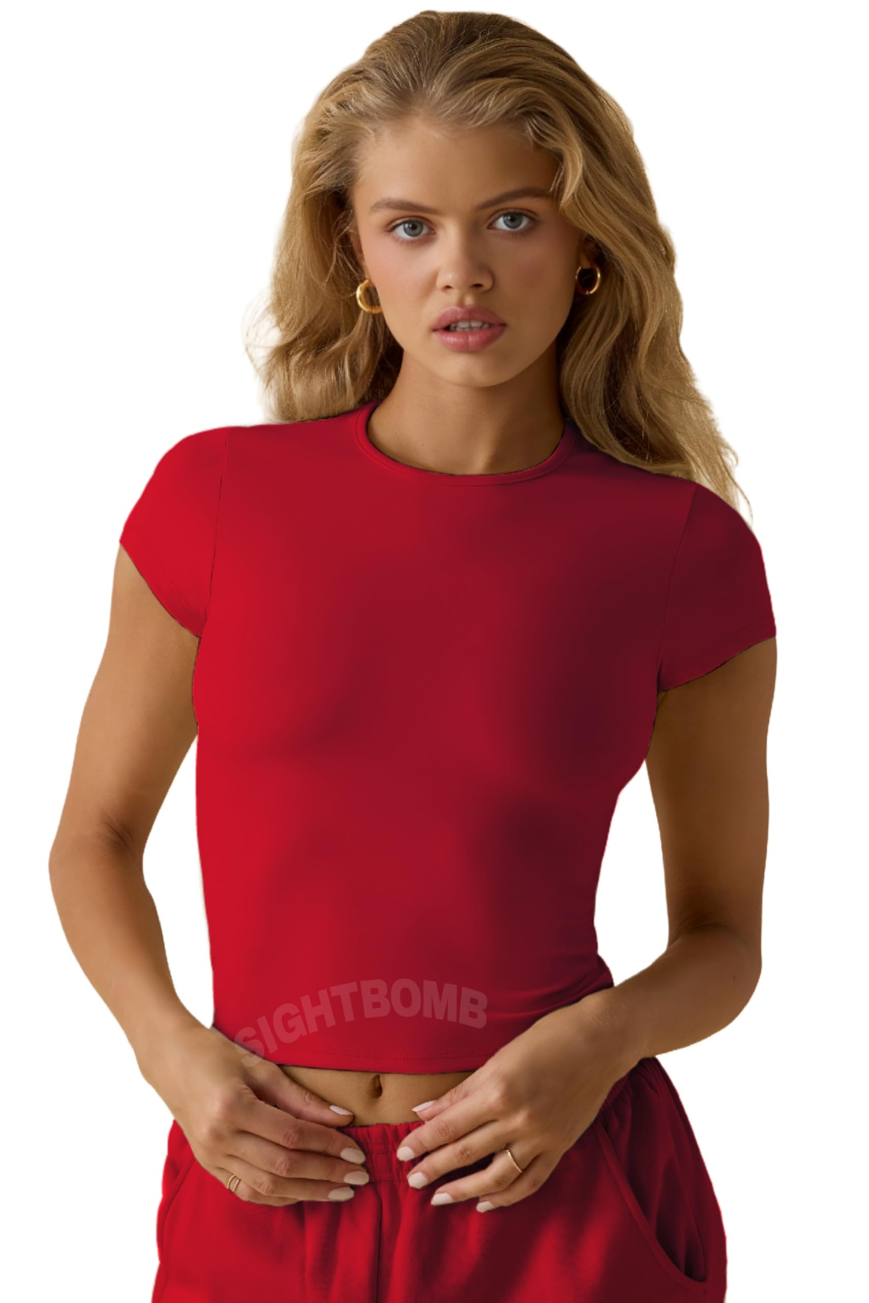 SIGHTBOMB Round Neck Short Sleeve TEE for Women