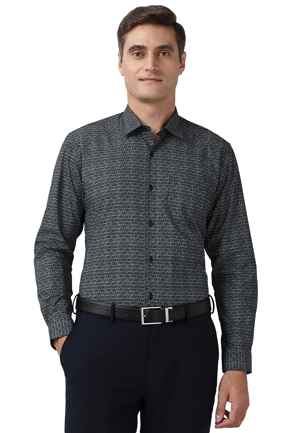 Peter England Men's Formal Shirt - Charcoal