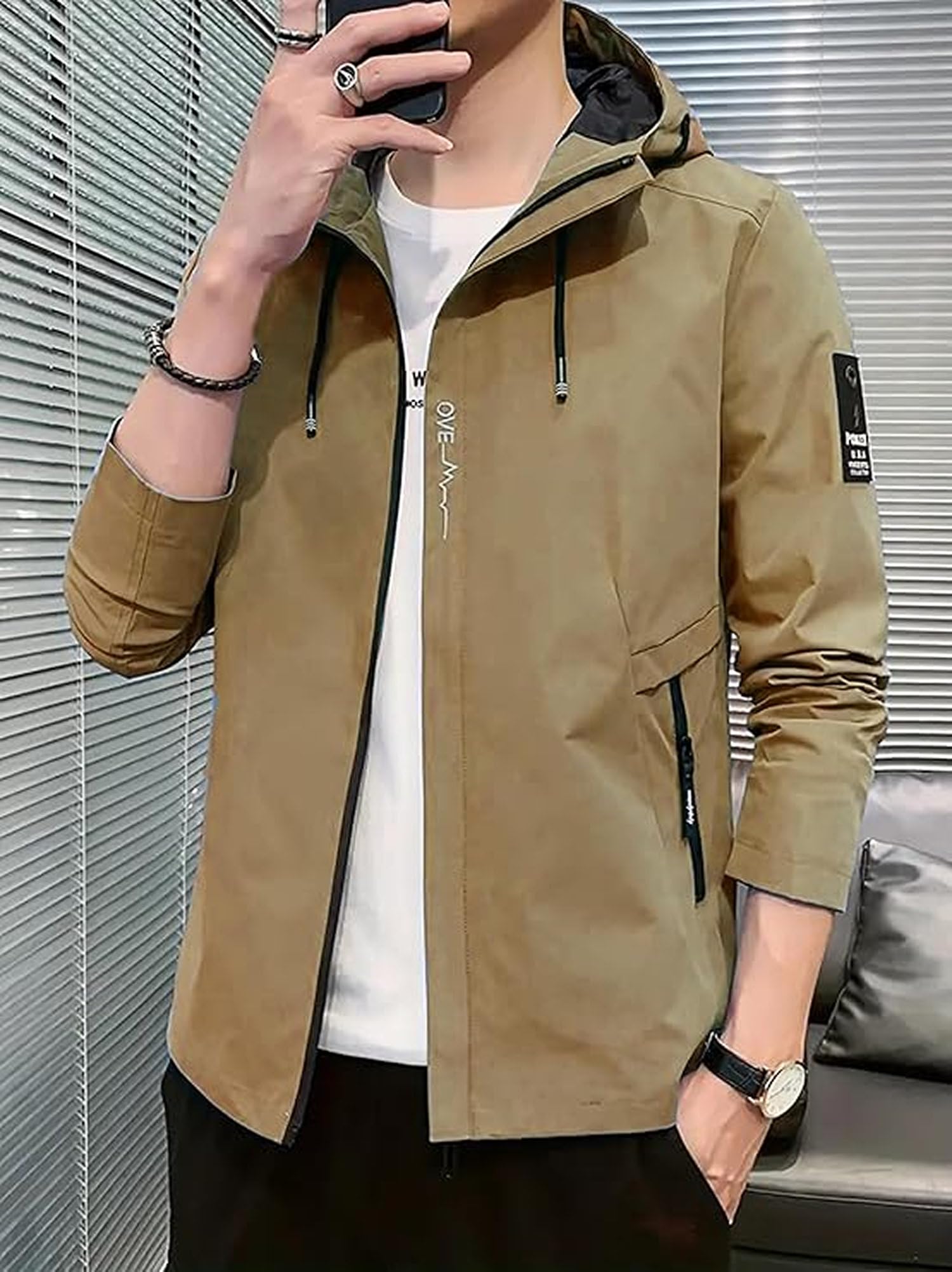 Lymio Men's Khaki Bomber Jacket - Image 5