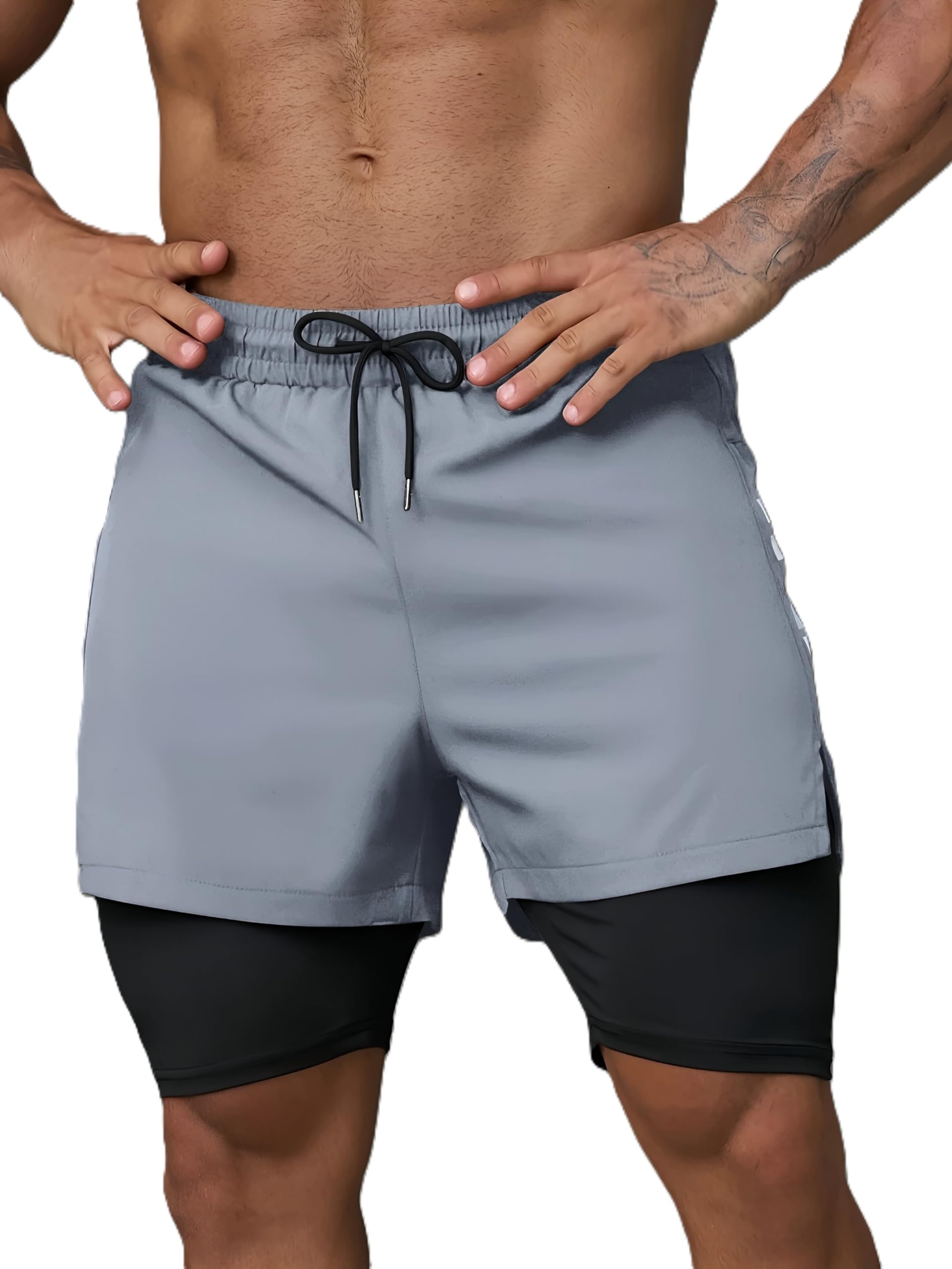 THIRD QUADRANT 2-in-1 Running Lycra Shorts for Men