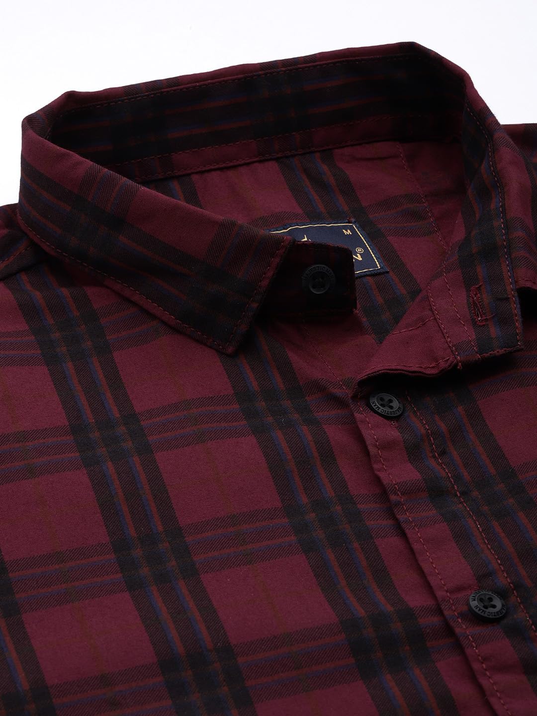 Majestic Man Checkered Cotton Shirt for Men - Magenta - Image 5