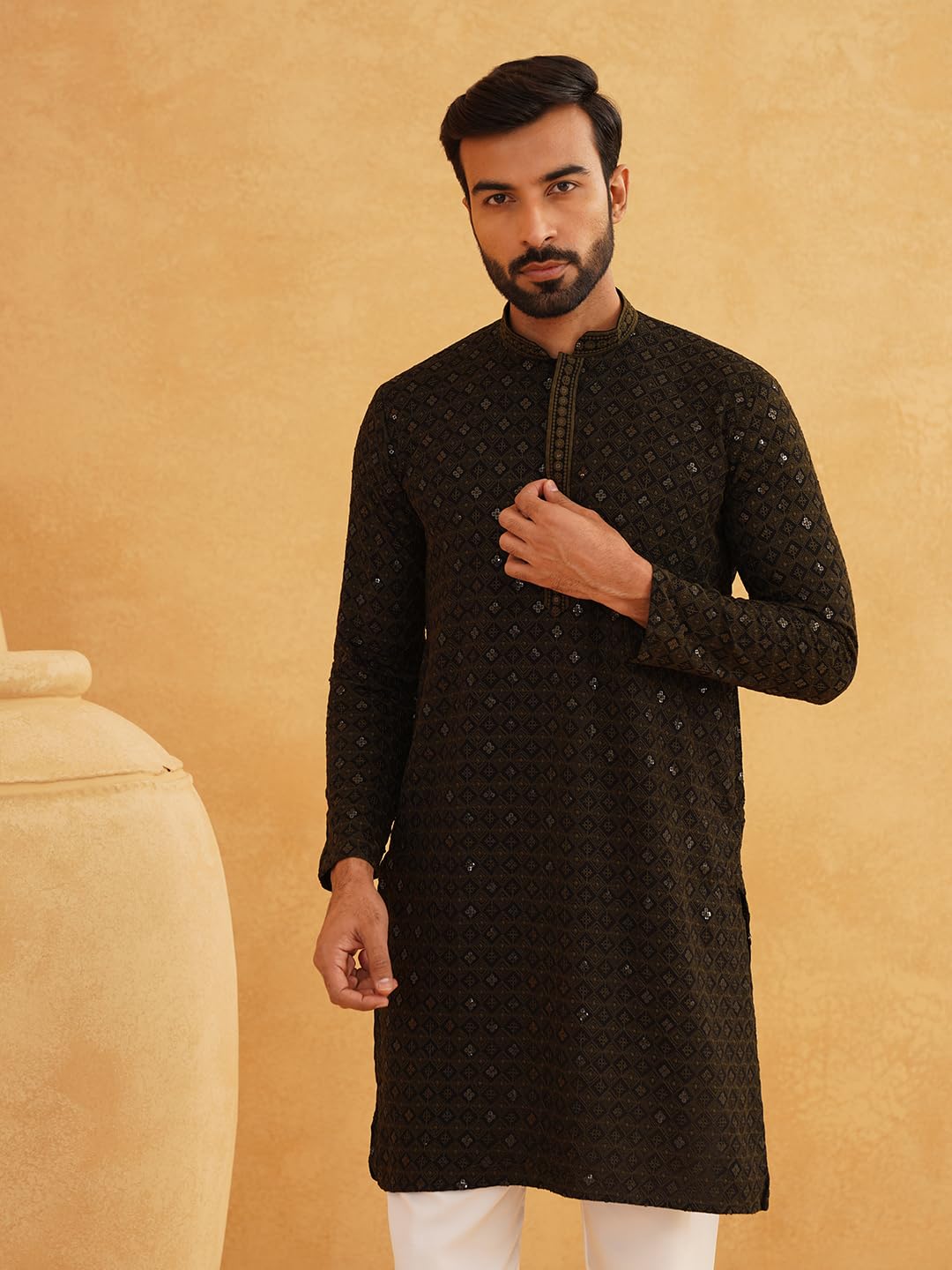 SOJANYA Men's Cotton Embroidered Kurta - Image 2