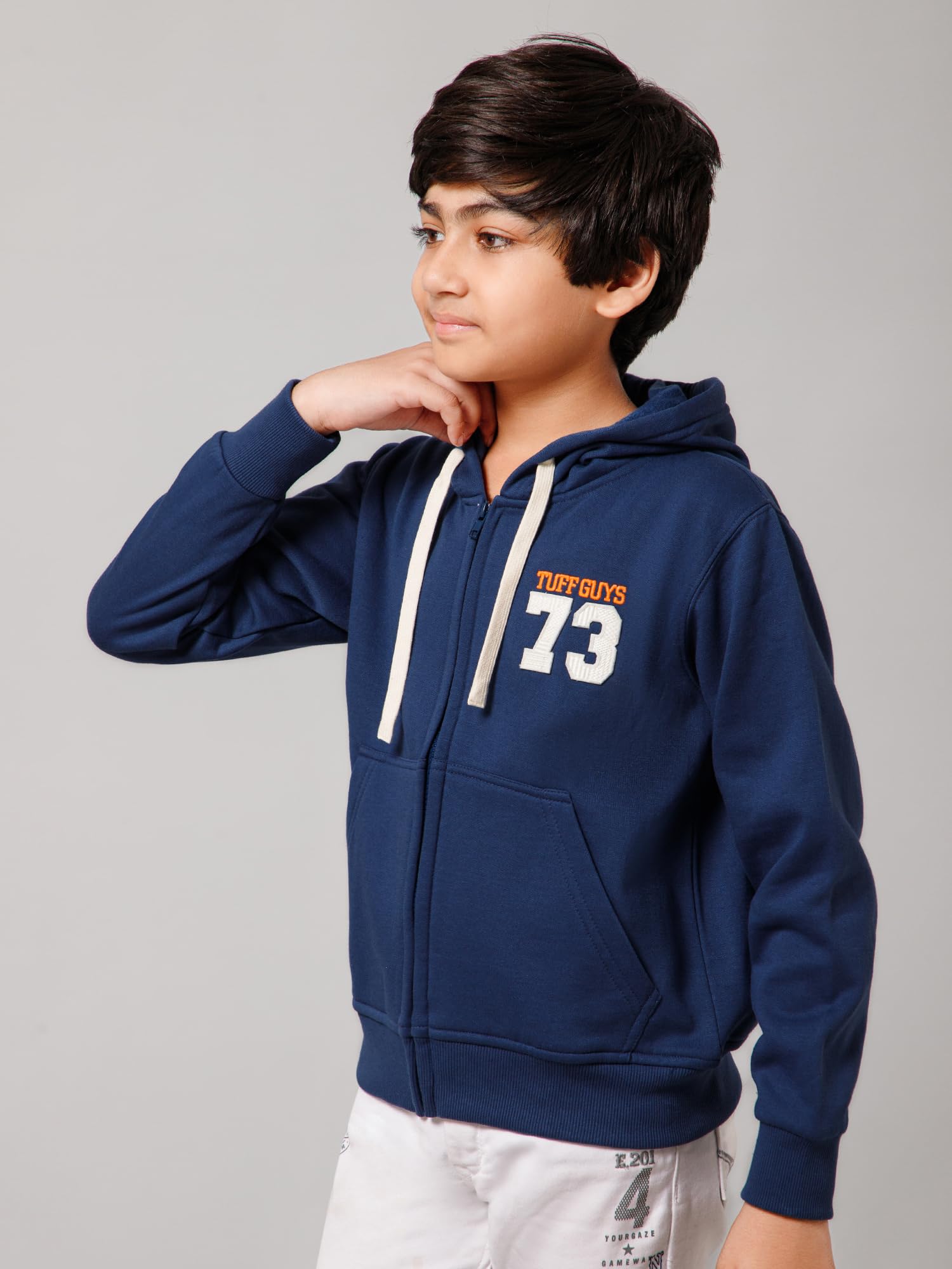 Alan Jones Boys Cotton Hooded Sweatshirt - Cobalt Blue - Image 2