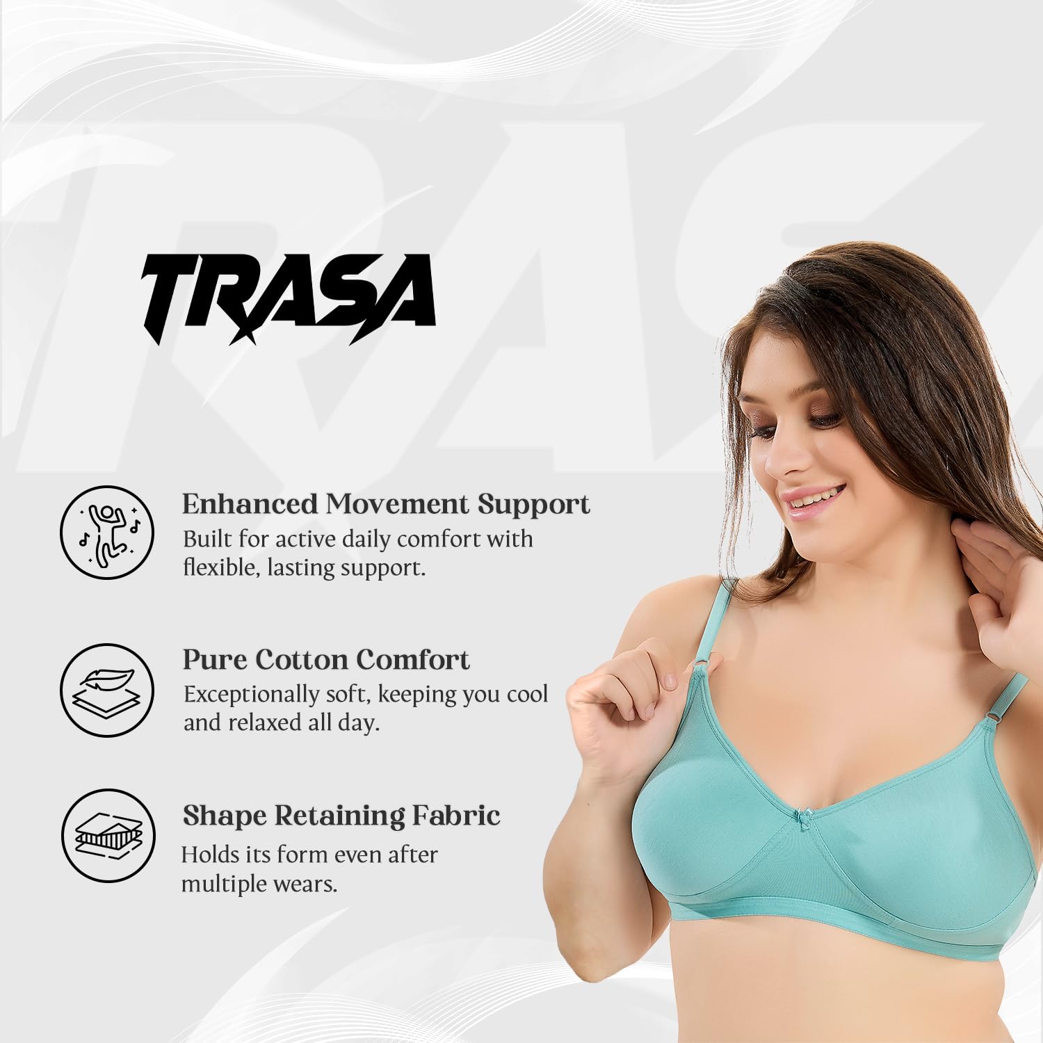 TRASA Women's Seamless Cotton Bra - Image 2