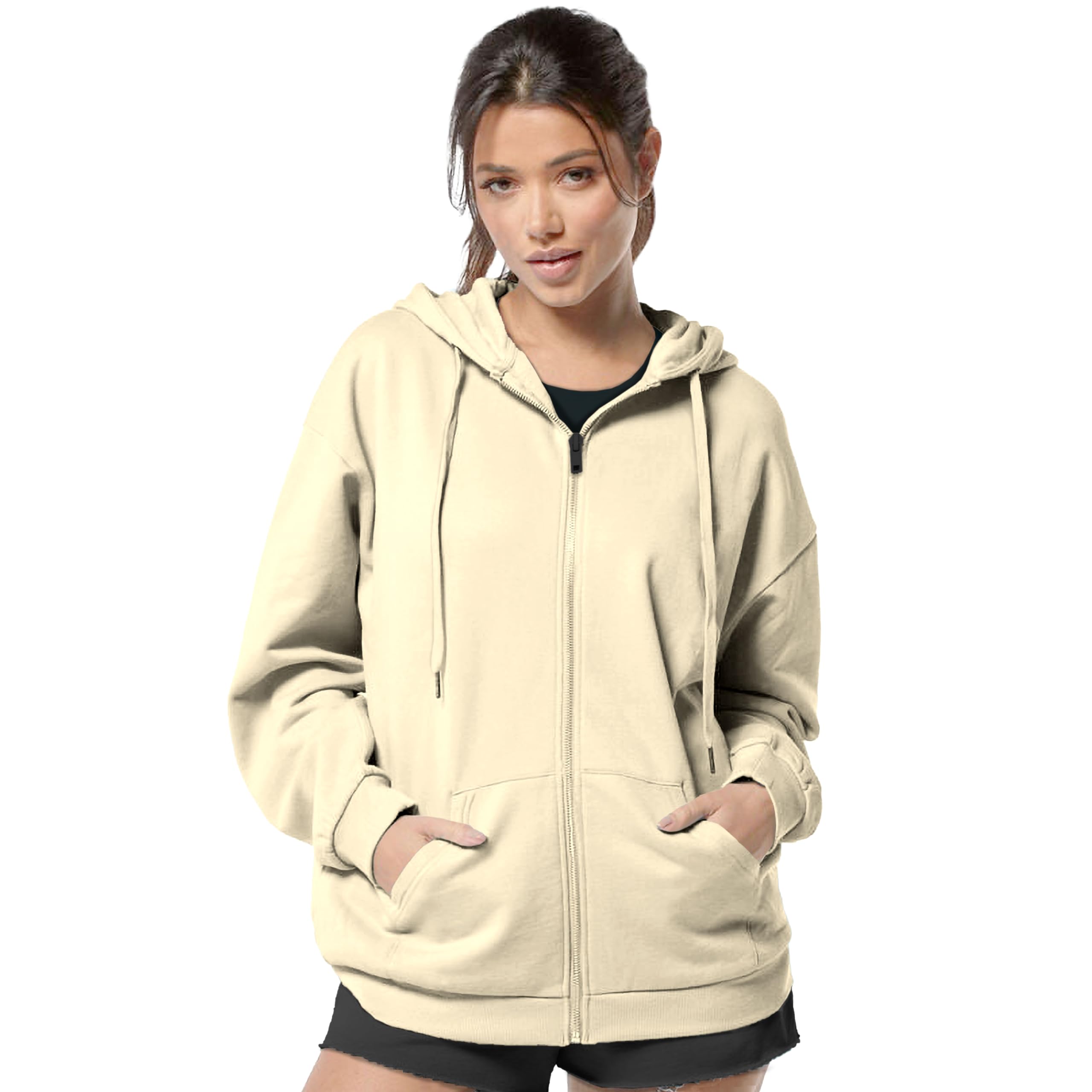 FUNKY MONKEY Women's Hoodie Sweatshirt - Beige - Image 2
