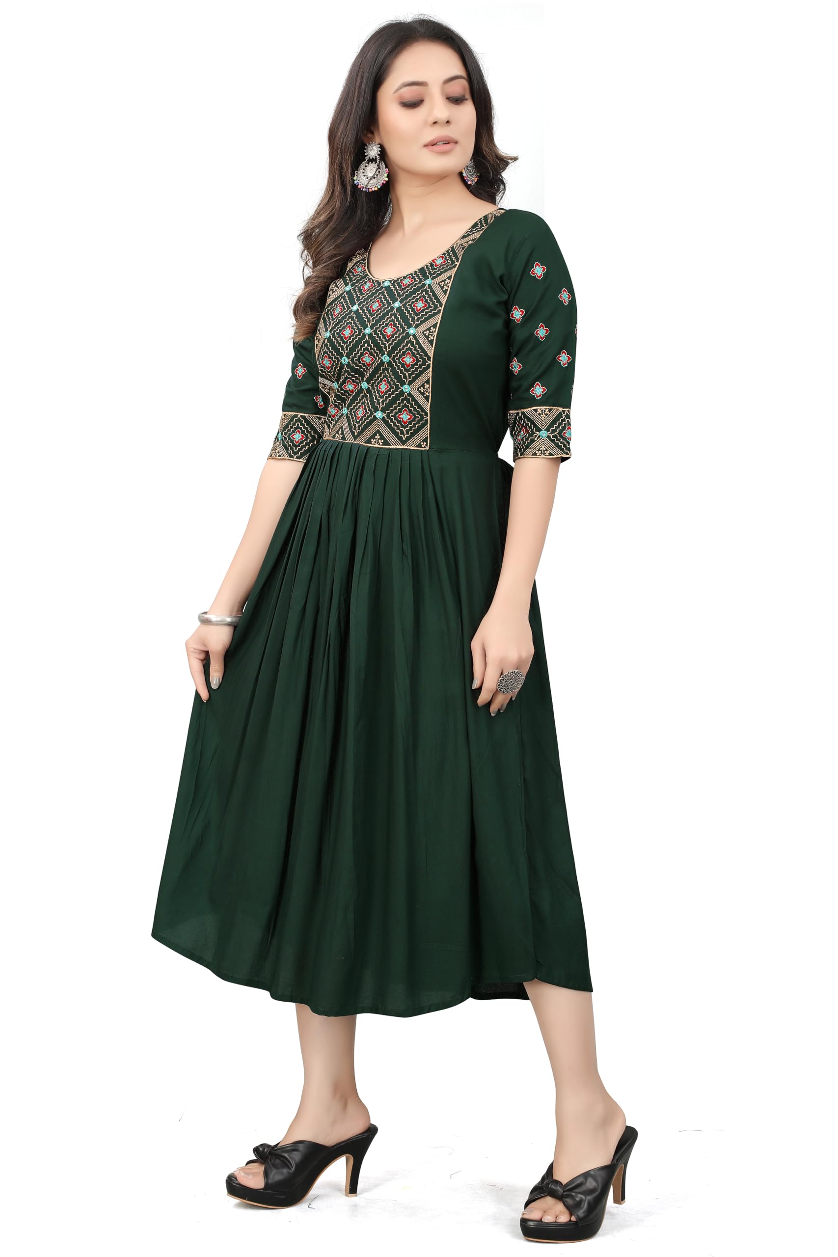 GarbGlide Rayon Embroidery Kurta for Women - Purple - Image 3