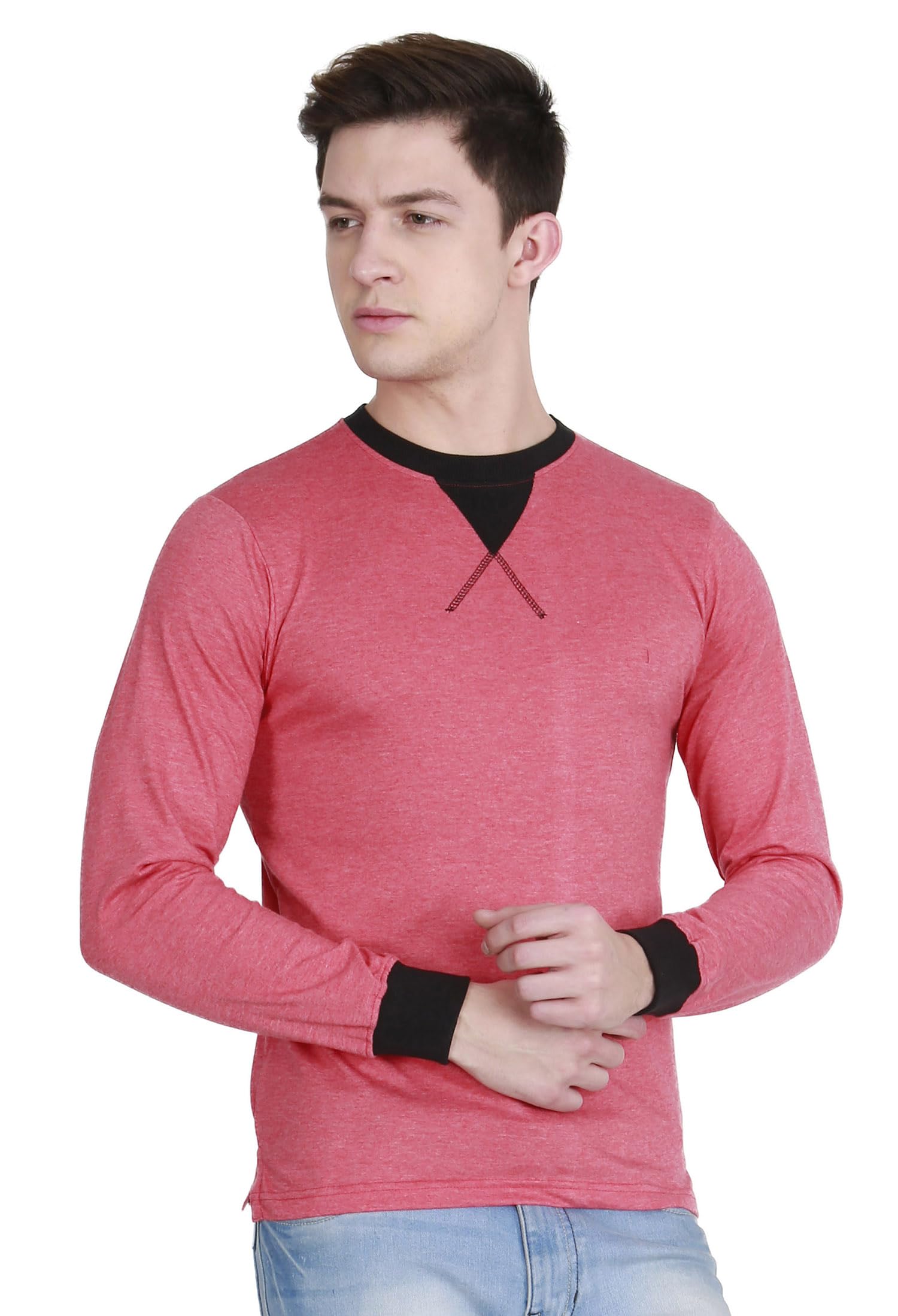fanideaz Orange Cotton Henley Shirt for Men