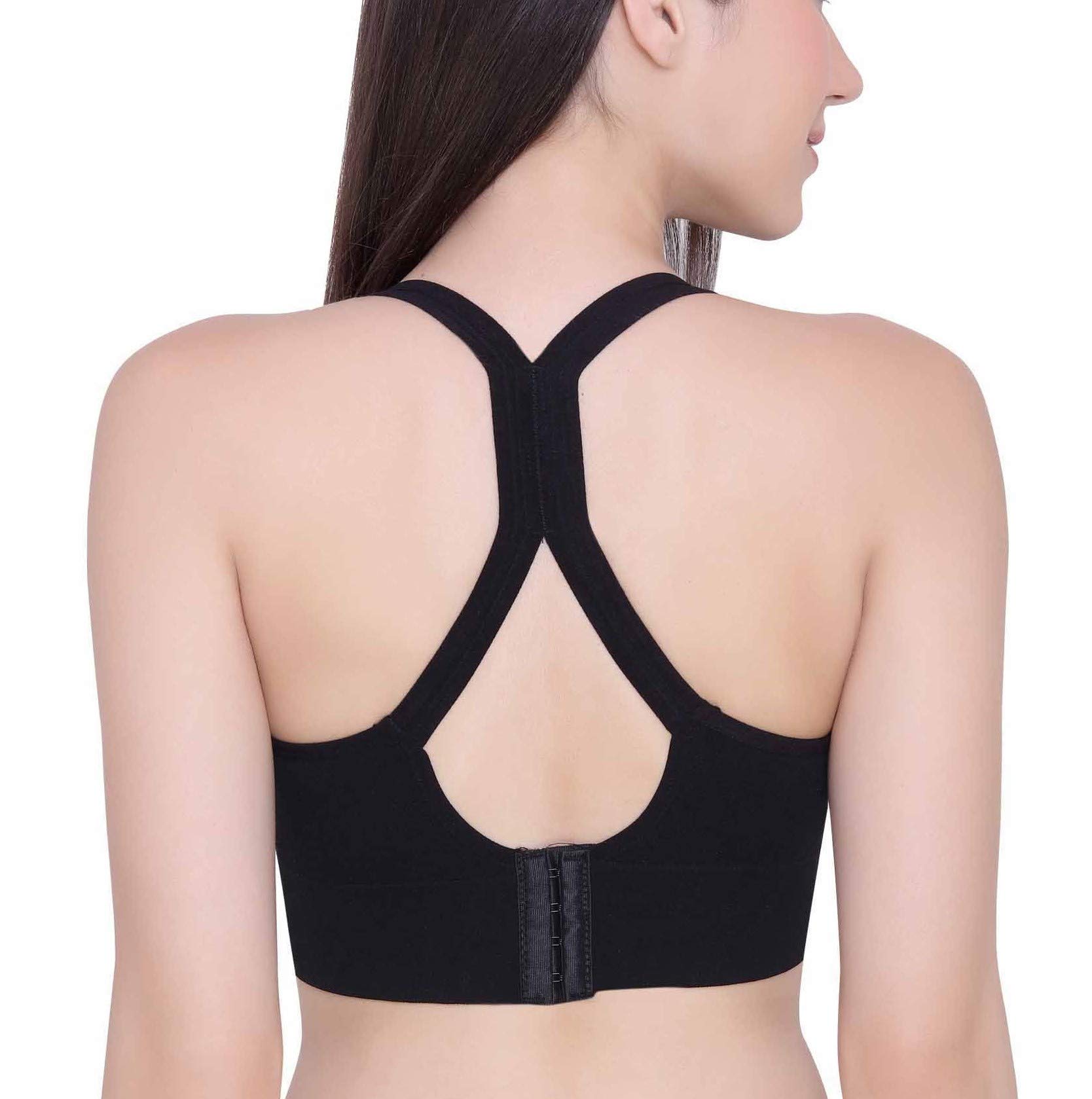 GLAMORAS Women's Nylon Spandex Padded Sports Bra